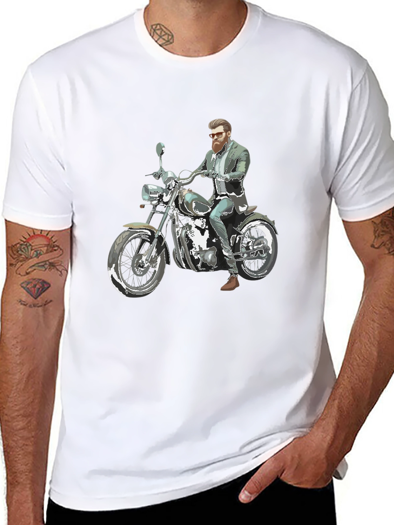 Cool Rider Graphic Tee - Motorcycle Art