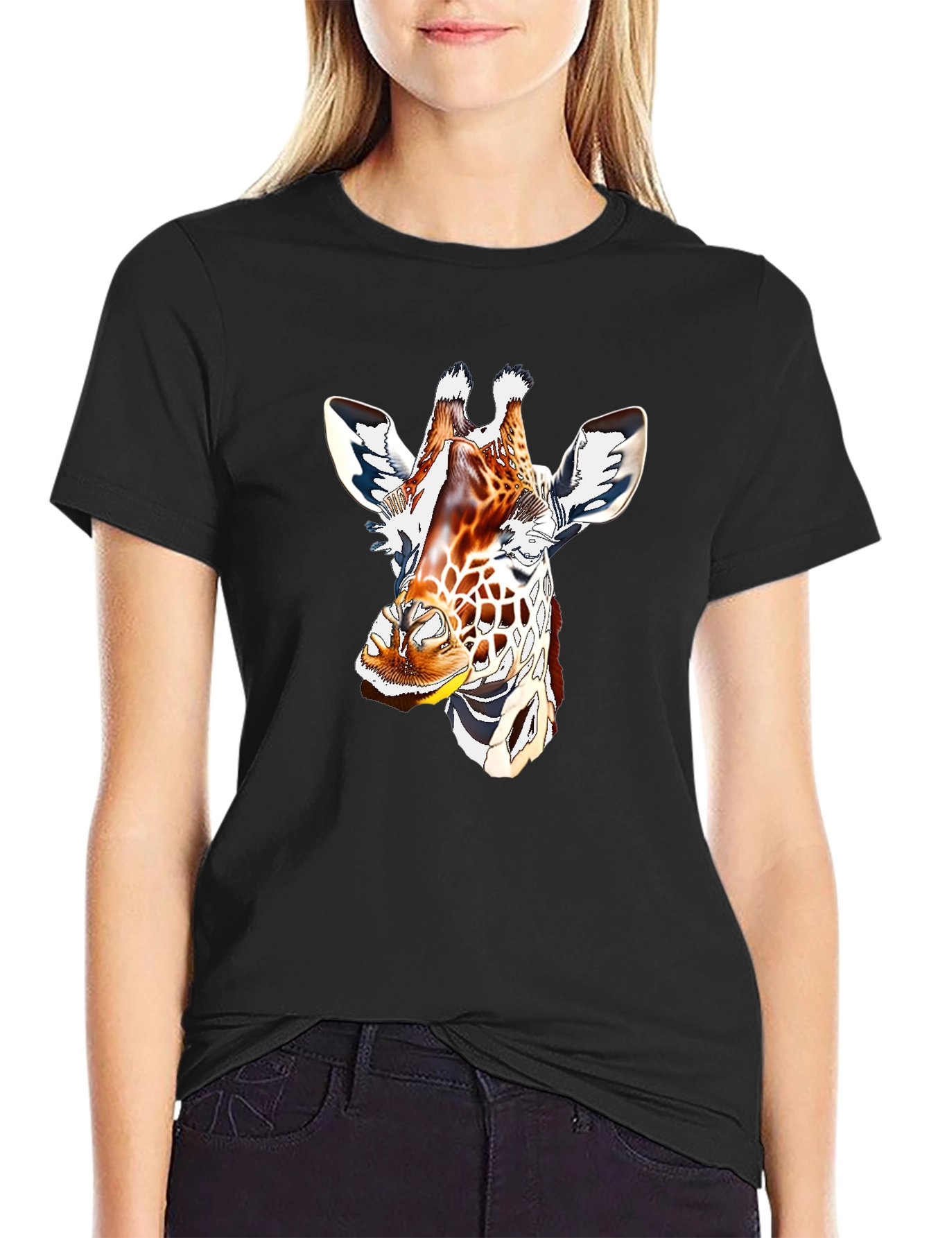 Giraffe Graphic Tee - Mens Black T-Shirt