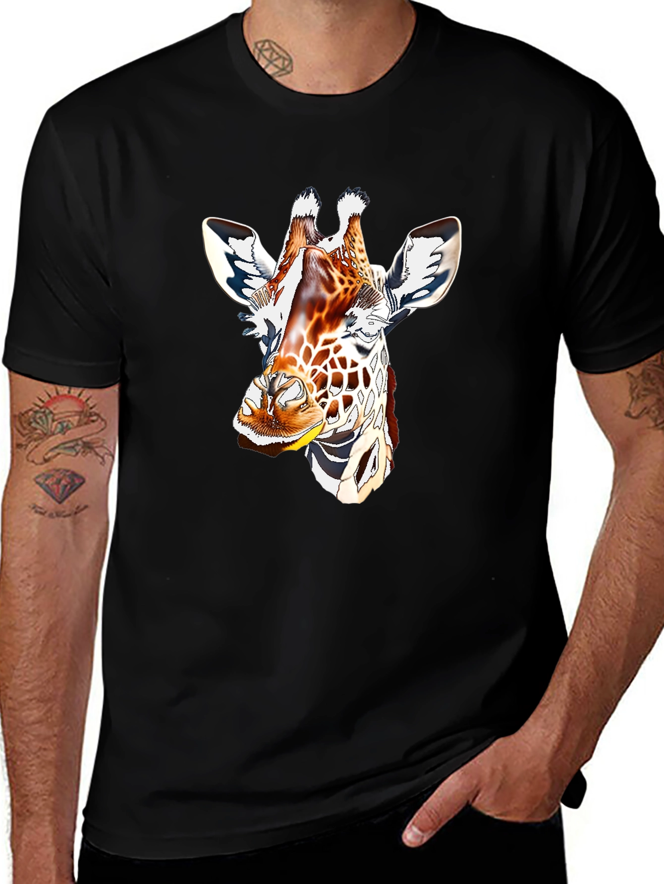 Giraffe Graphic Tee - Mens Black T-Shirt
