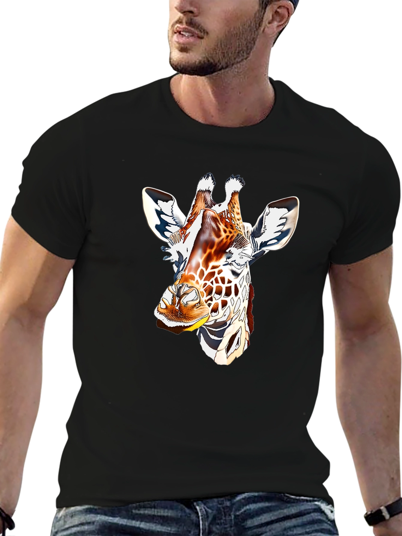 Giraffe Graphic Tee - Mens Black T-Shirt