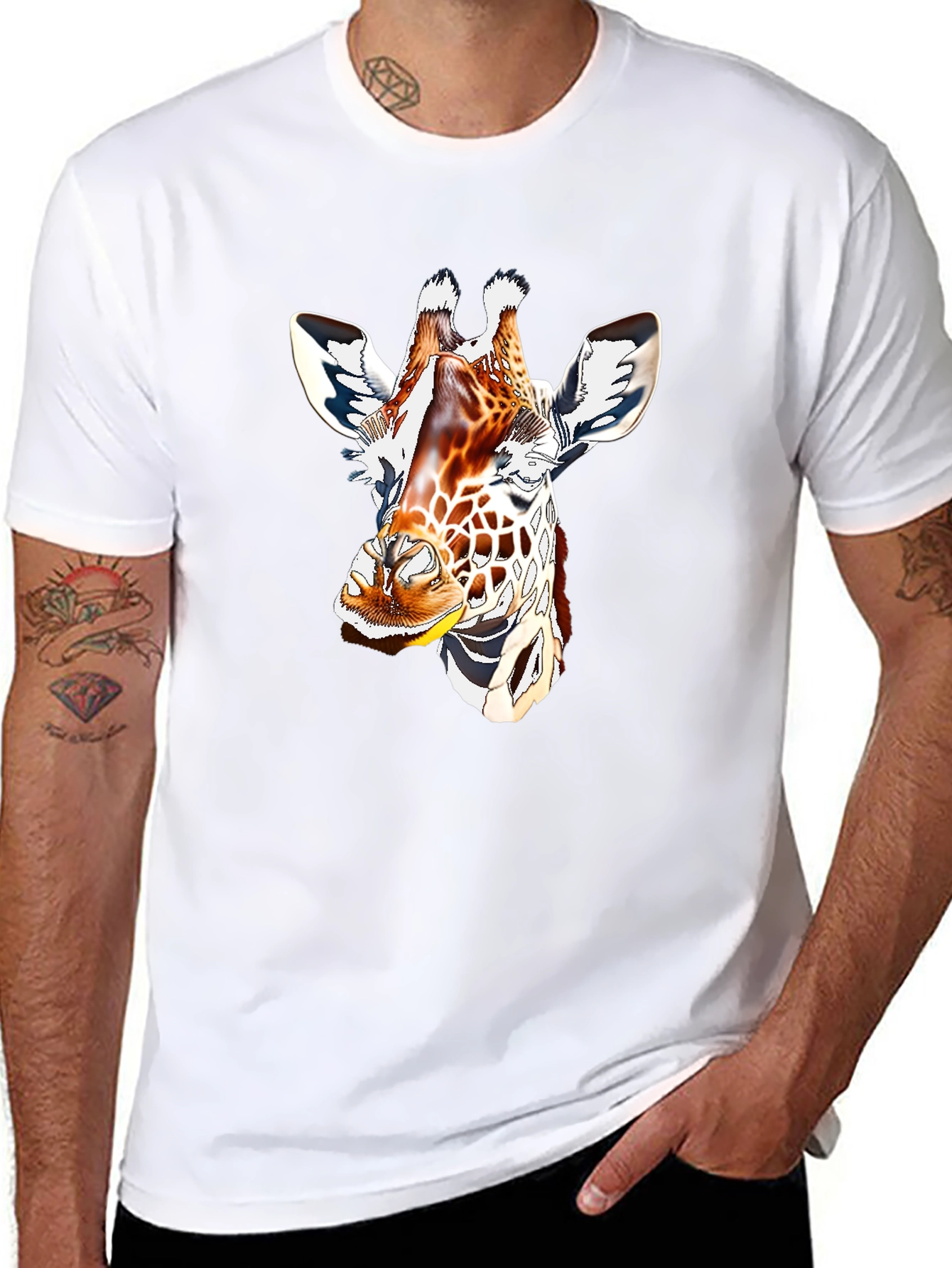 Giraffe Graphic Tee - Mens Black T-Shirt