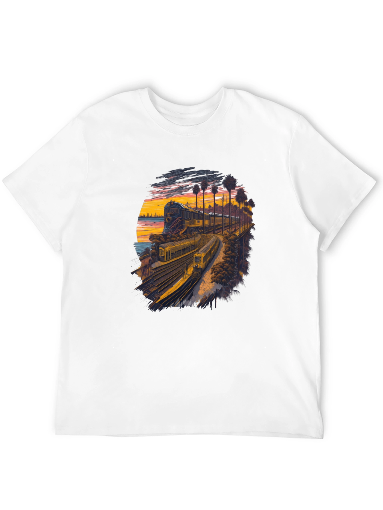 Retro Train Sunset Graphic Tee