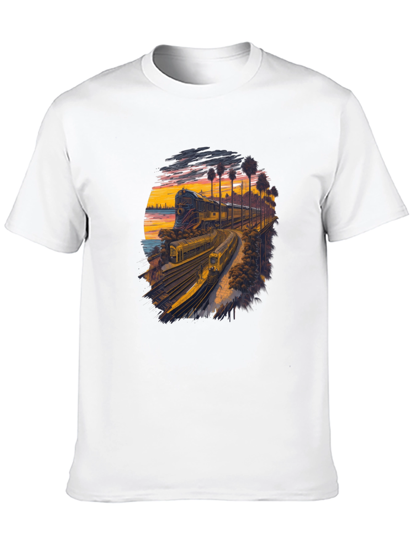 Retro Train Sunset Graphic Tee
