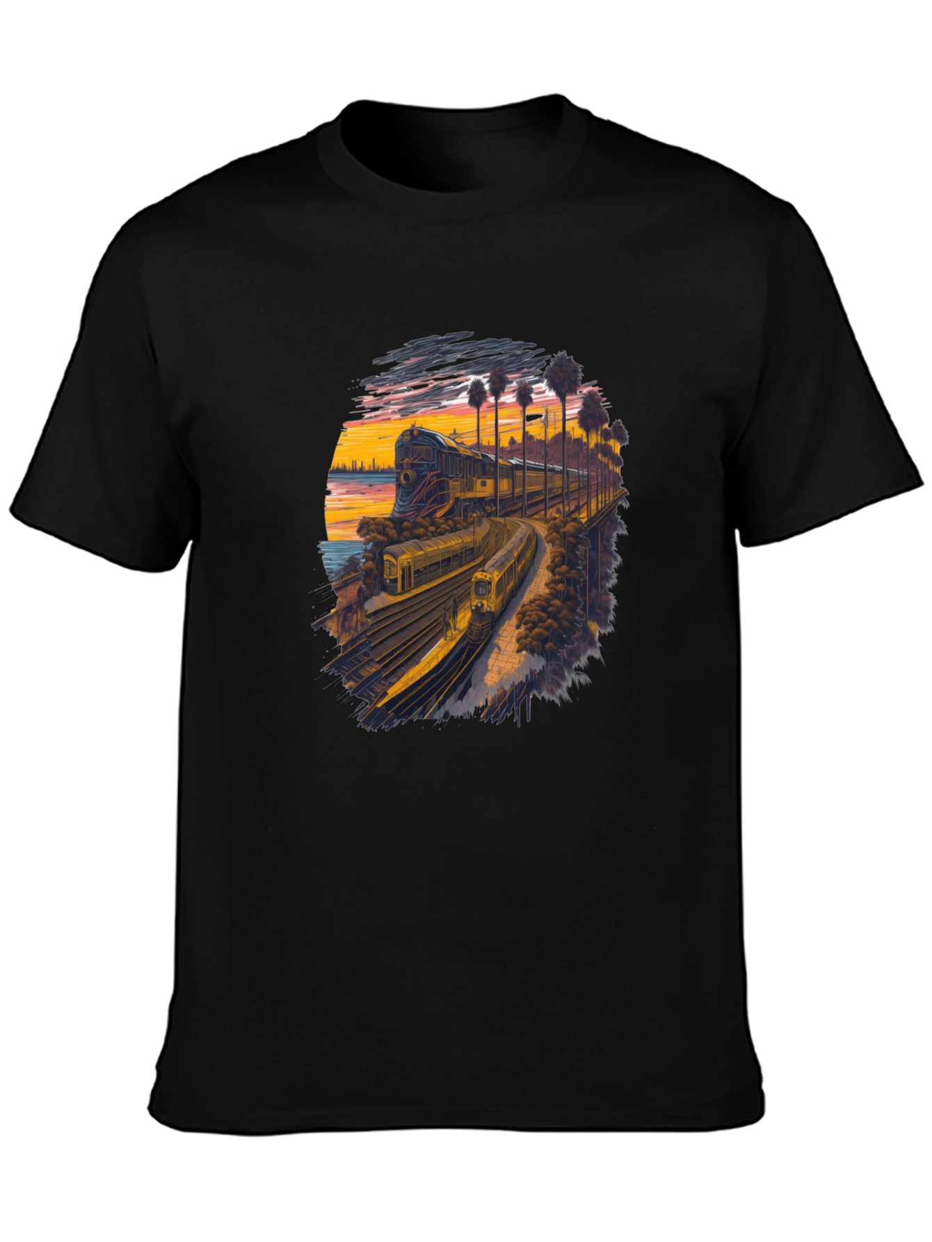 Retro Train Sunset Graphic Tee