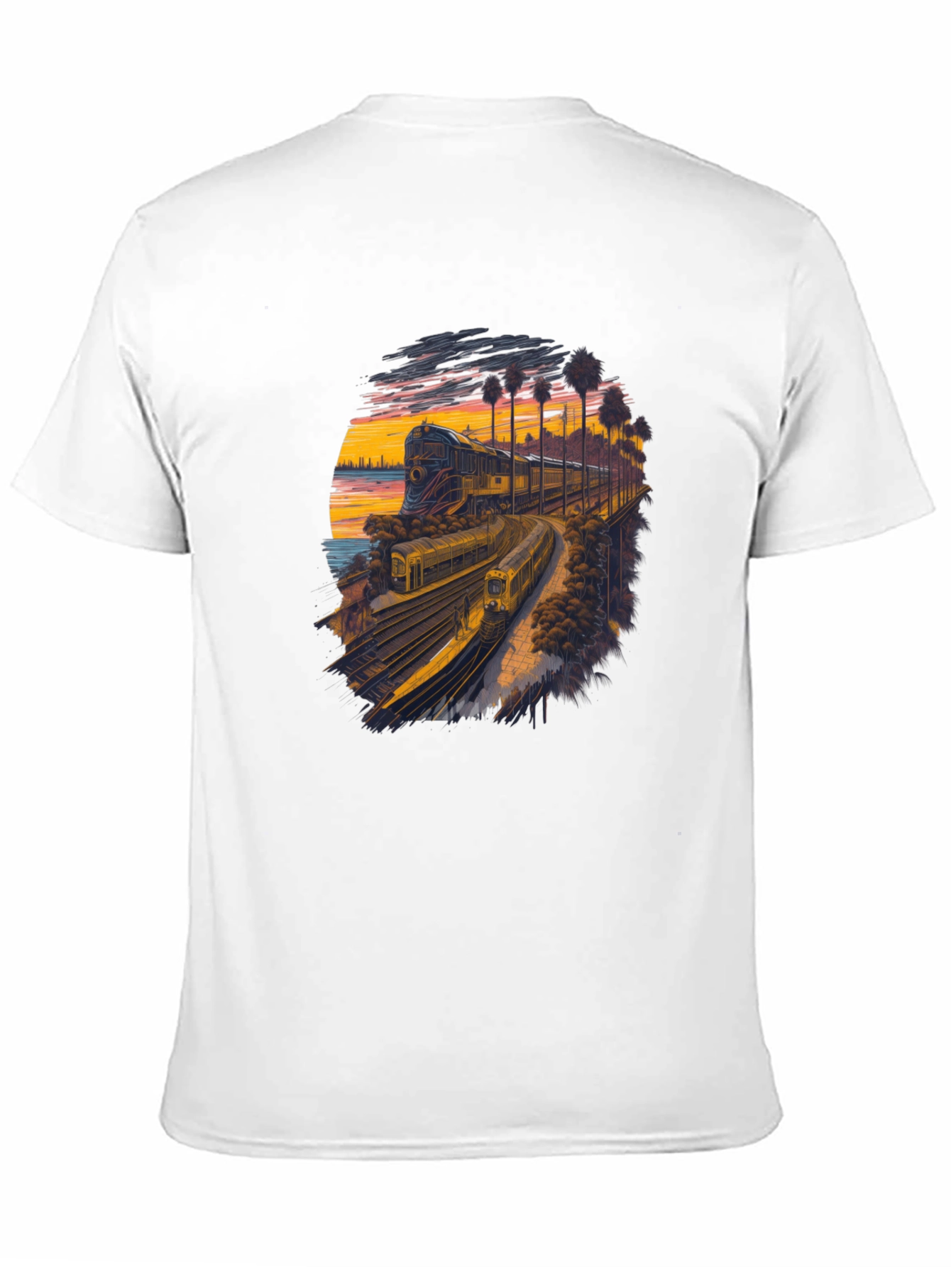 Retro Train Sunset Graphic Tee