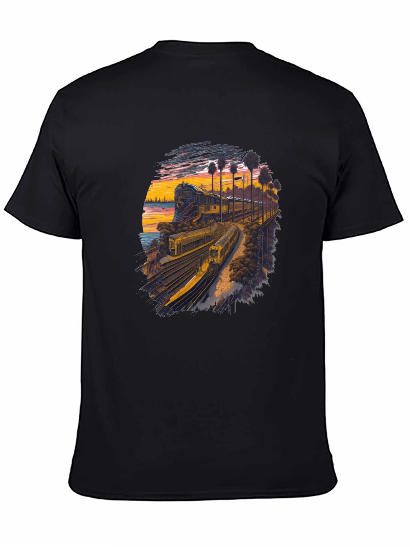Retro Train Sunset Graphic Tee