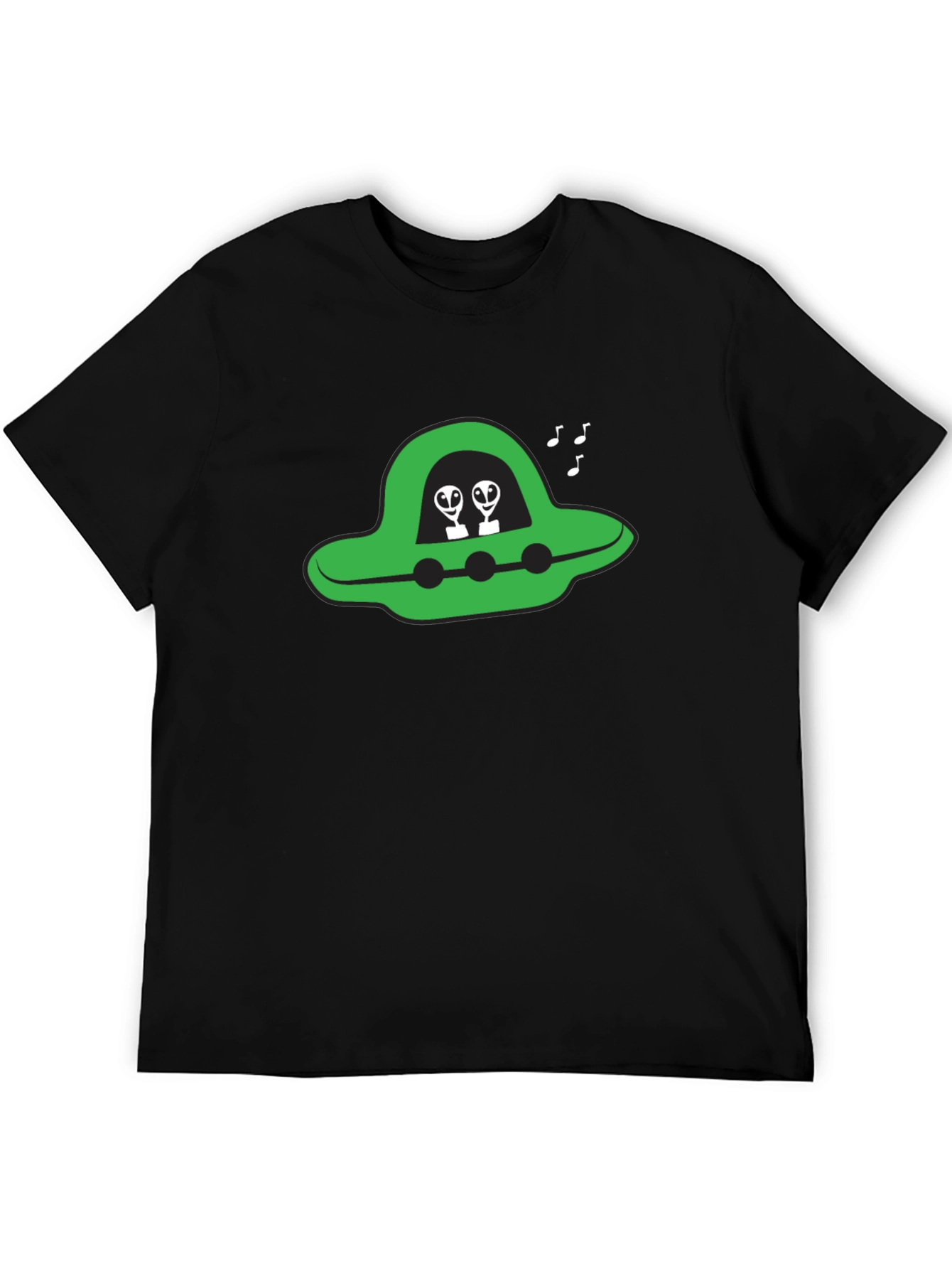 UFO Alien Graphic Tee - Black Cotton T-Shirt