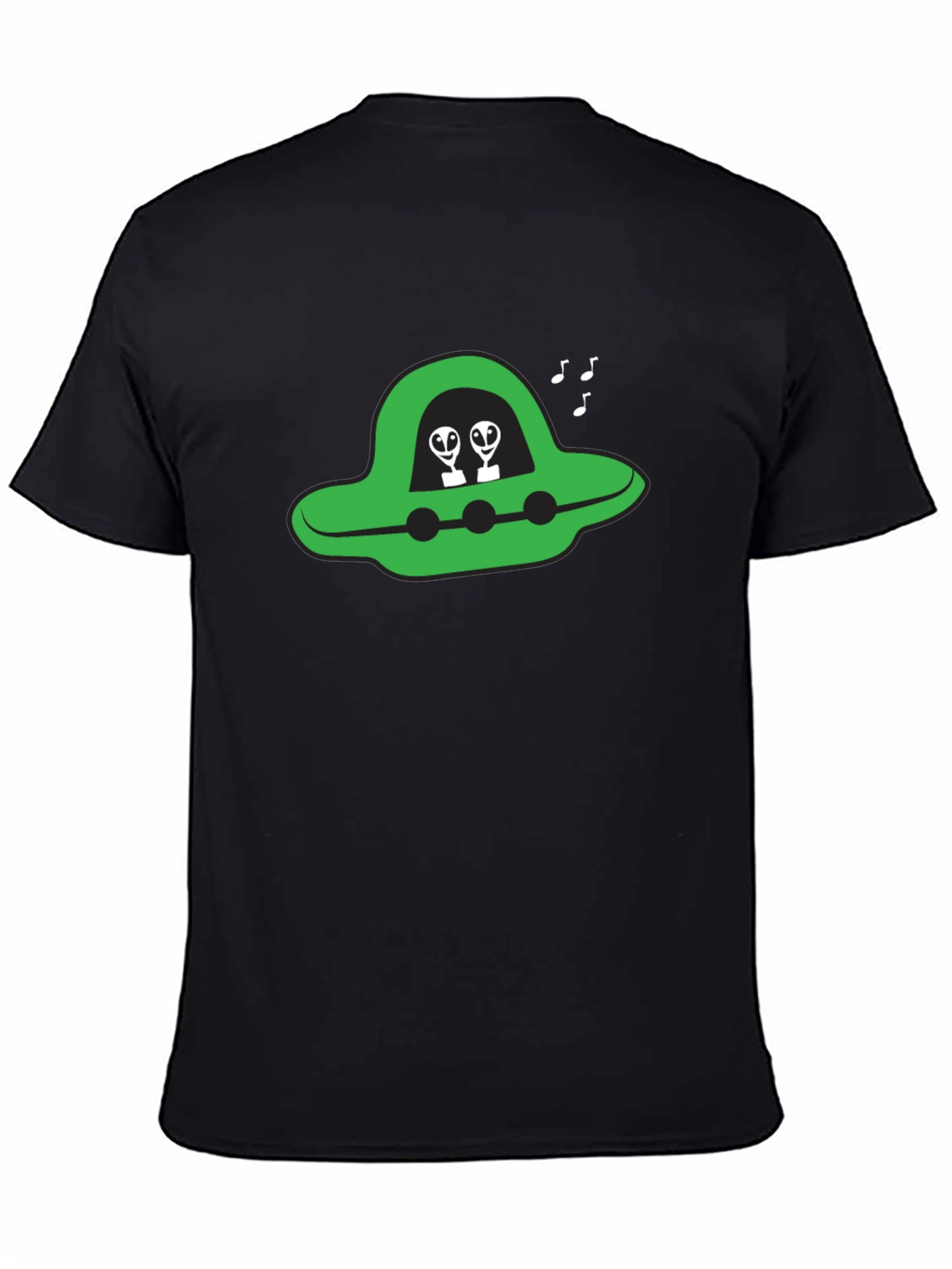 UFO Alien Graphic Tee - Black Cotton T-Shirt
