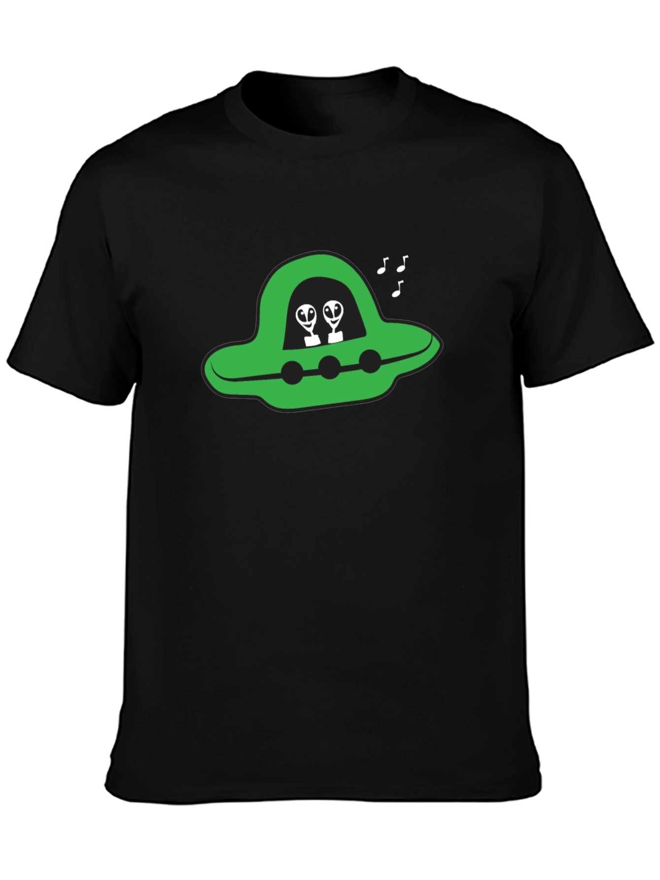 UFO Alien Graphic Tee - Black Cotton T-Shirt