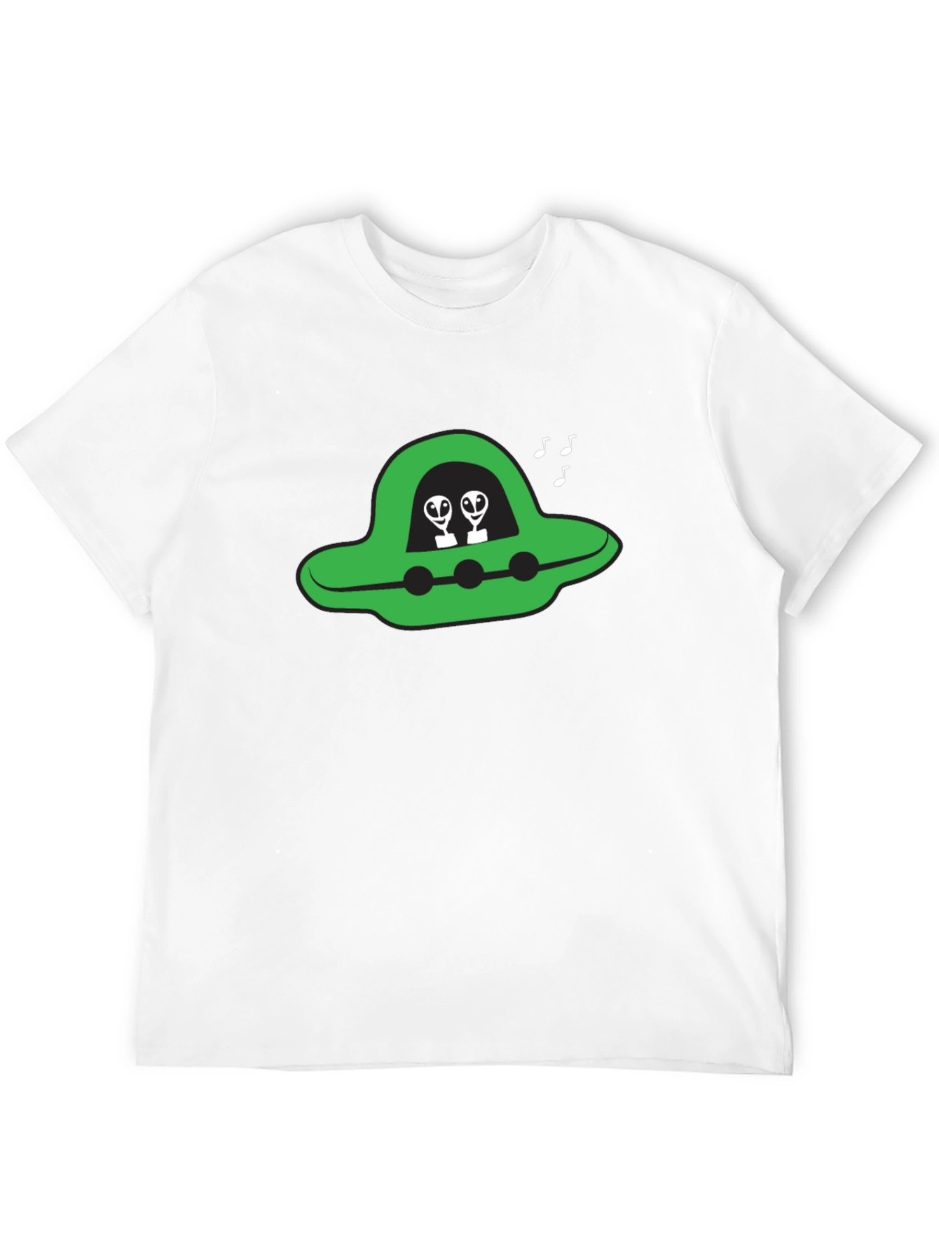 UFO Alien Graphic Tee - Black Cotton T-Shirt