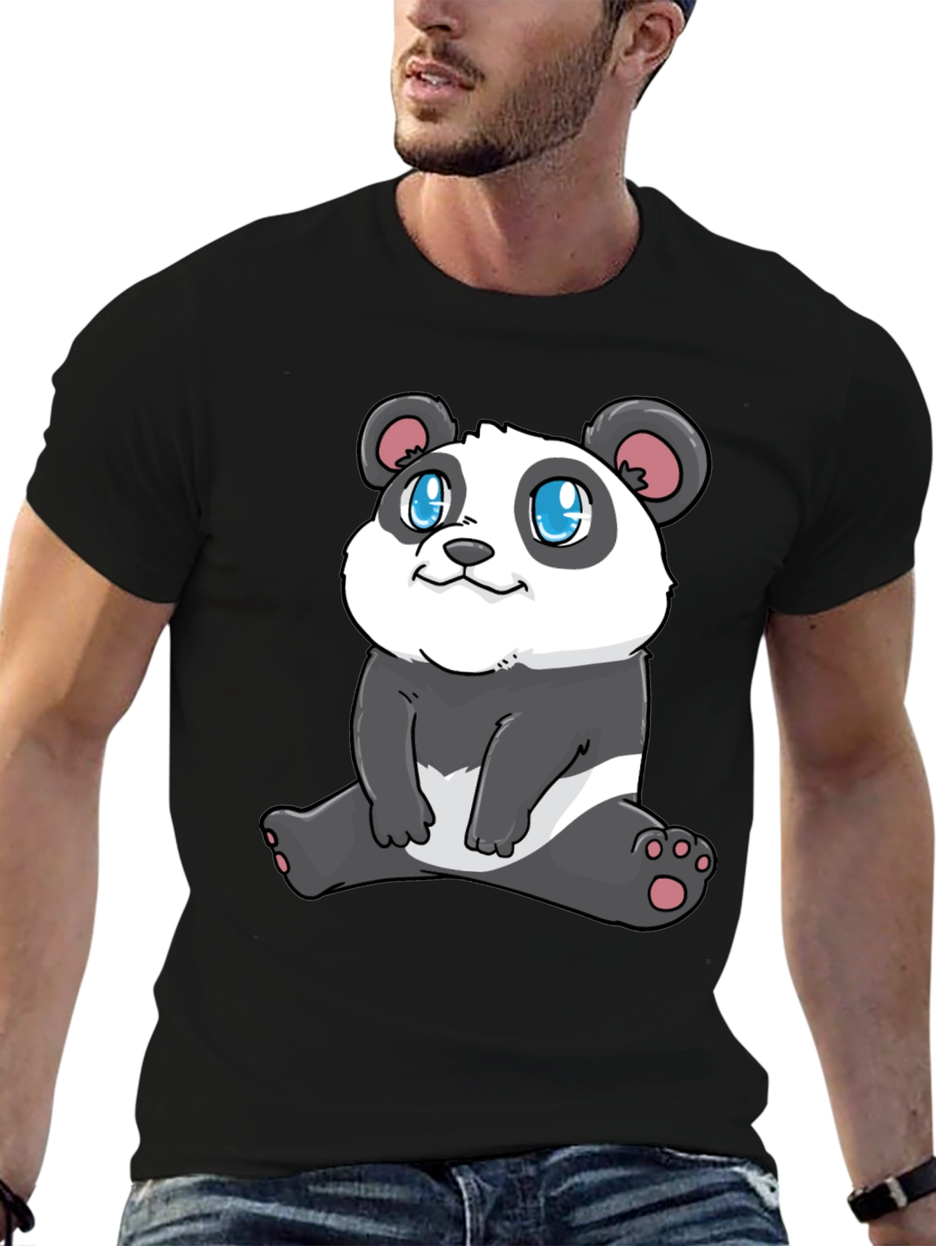 Cute Panda Graphic Tee - Stylish Black T-Shirt