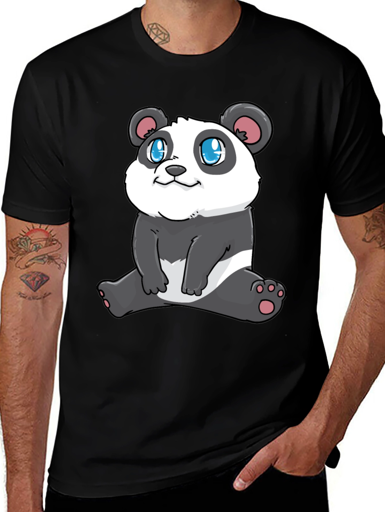 Cute Panda Graphic Tee - Stylish Black T-Shirt