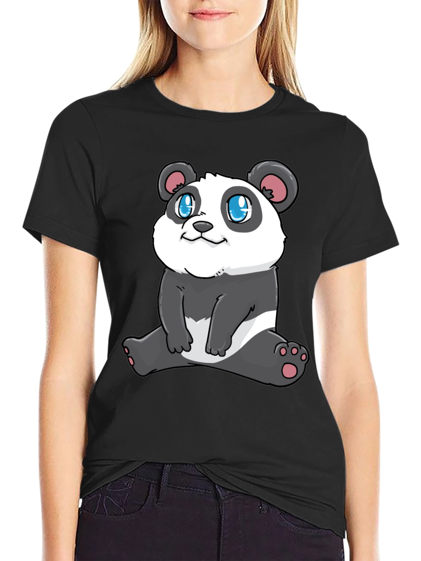 Cute Panda Graphic Tee - Stylish Black T-Shirt