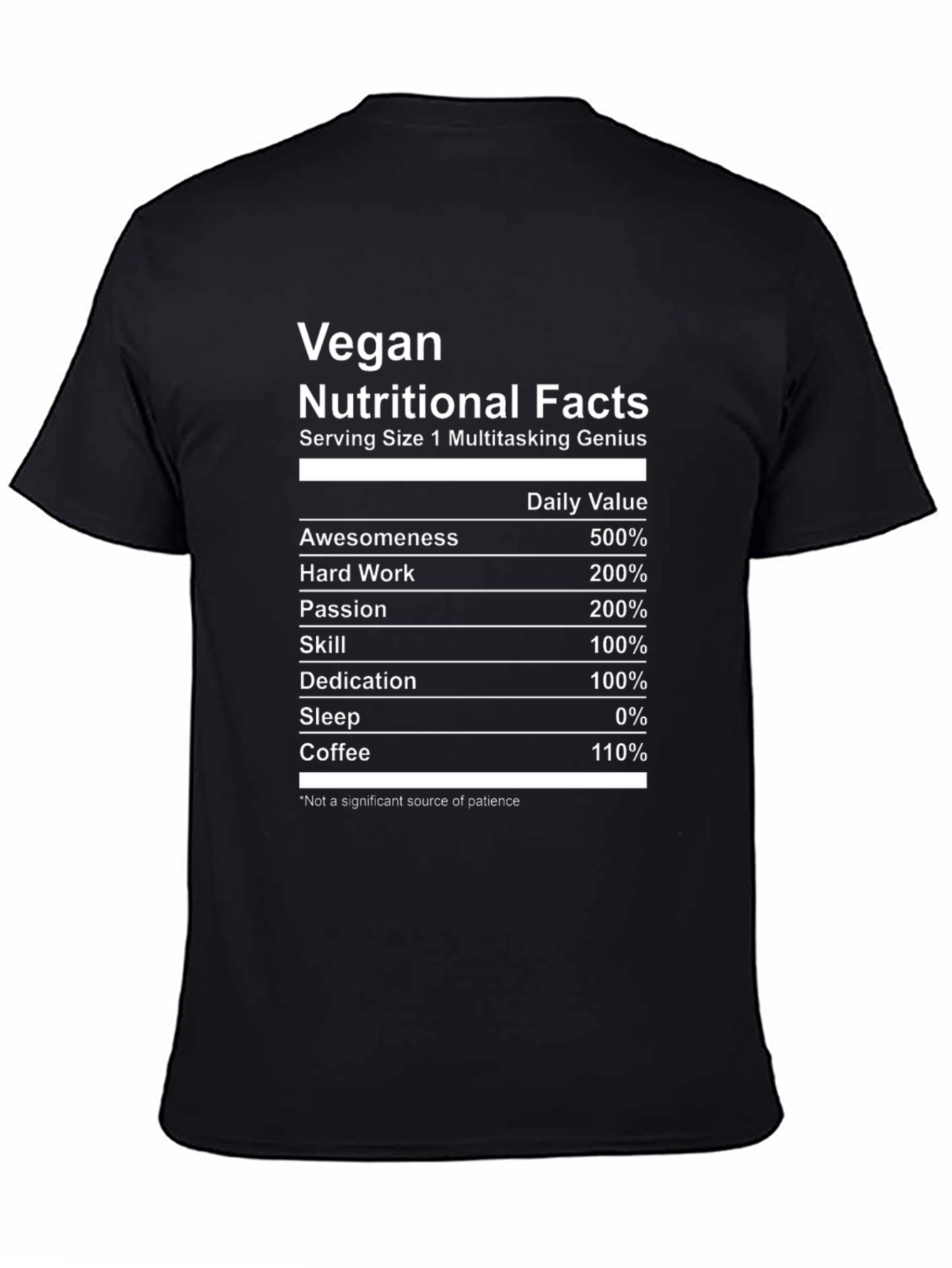 Vegan Multitasking Genius Nutritional Facts T-Shirt