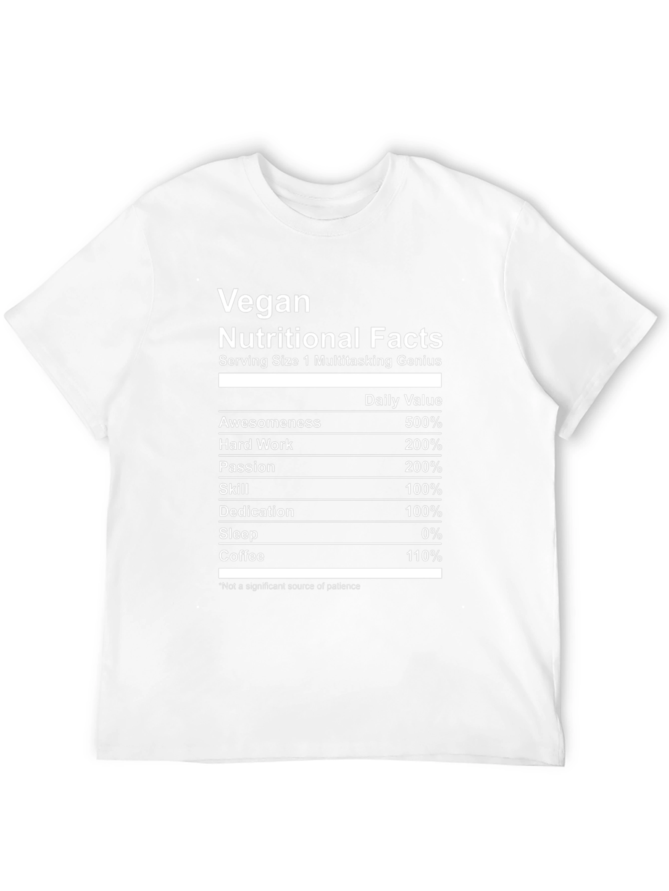 Vegan Multitasking Genius Nutritional Facts T-Shirt