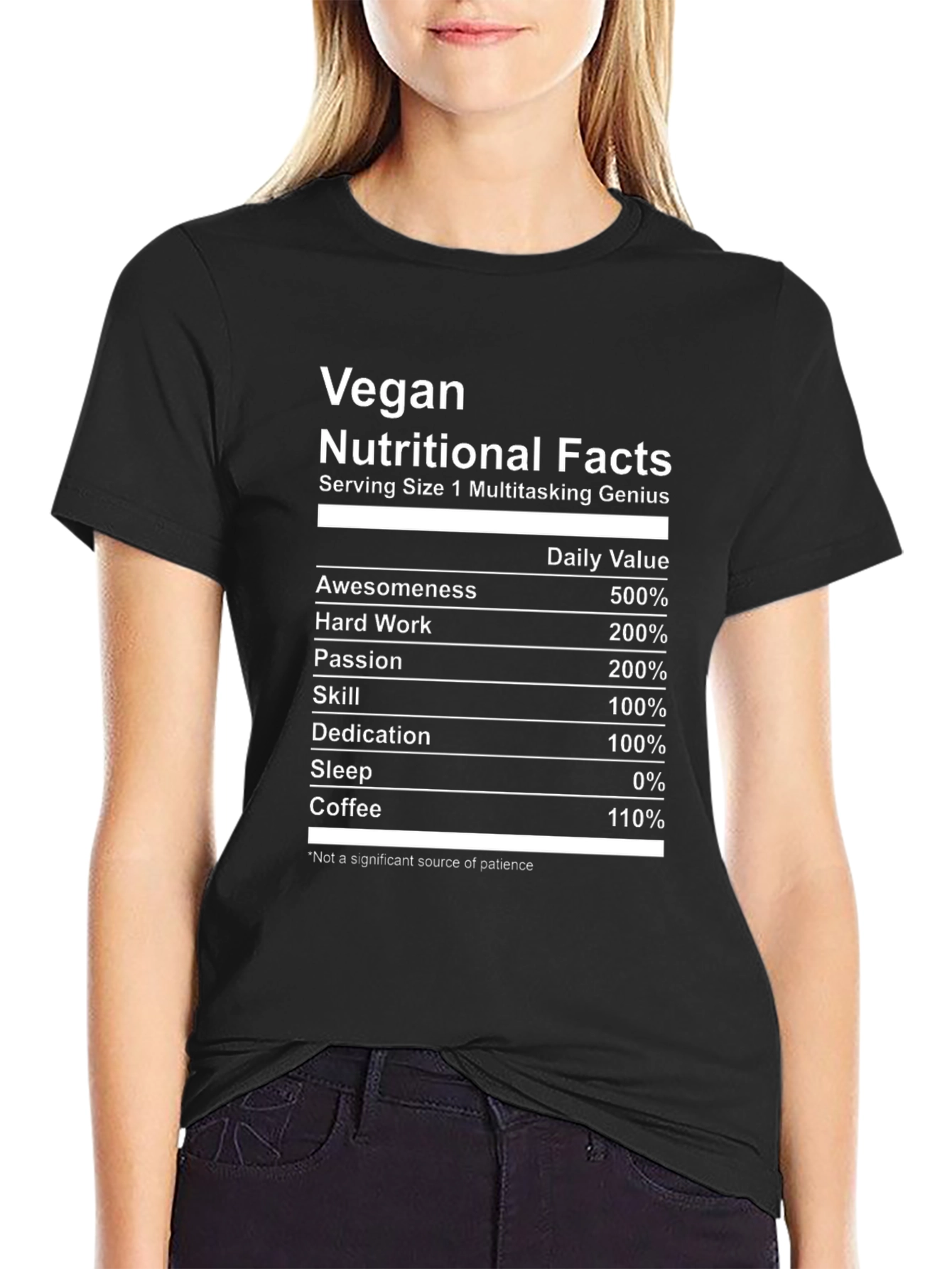 Vegan Multitasking Genius Nutritional Facts T-Shirt
