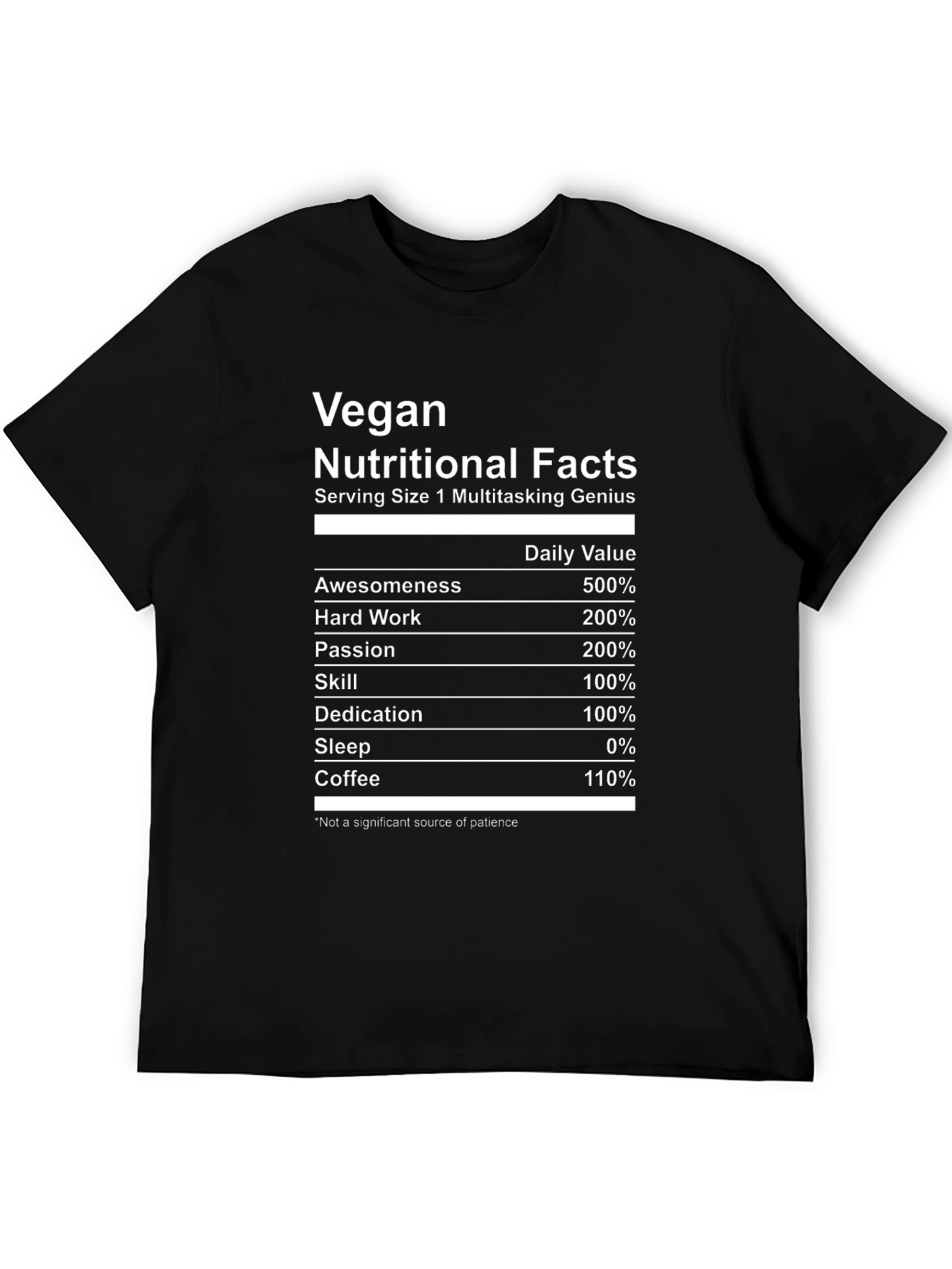 Vegan Multitasking Genius Nutritional Facts T-Shirt