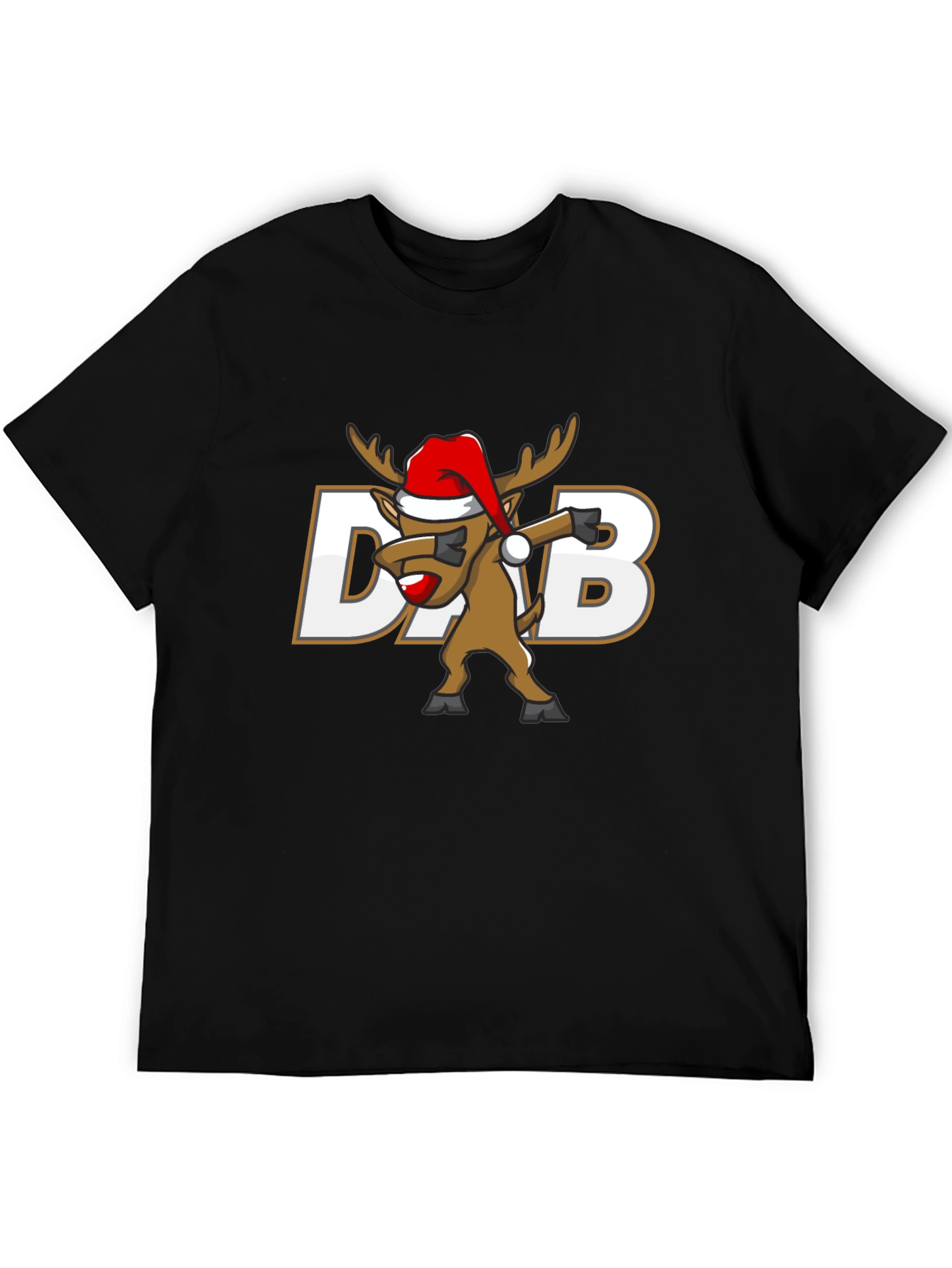 Dabbing Reindeer Christmas T-Shirt - Black