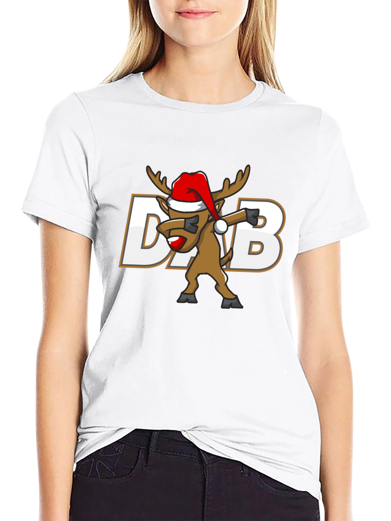 Dabbing Reindeer Christmas T-Shirt - Black