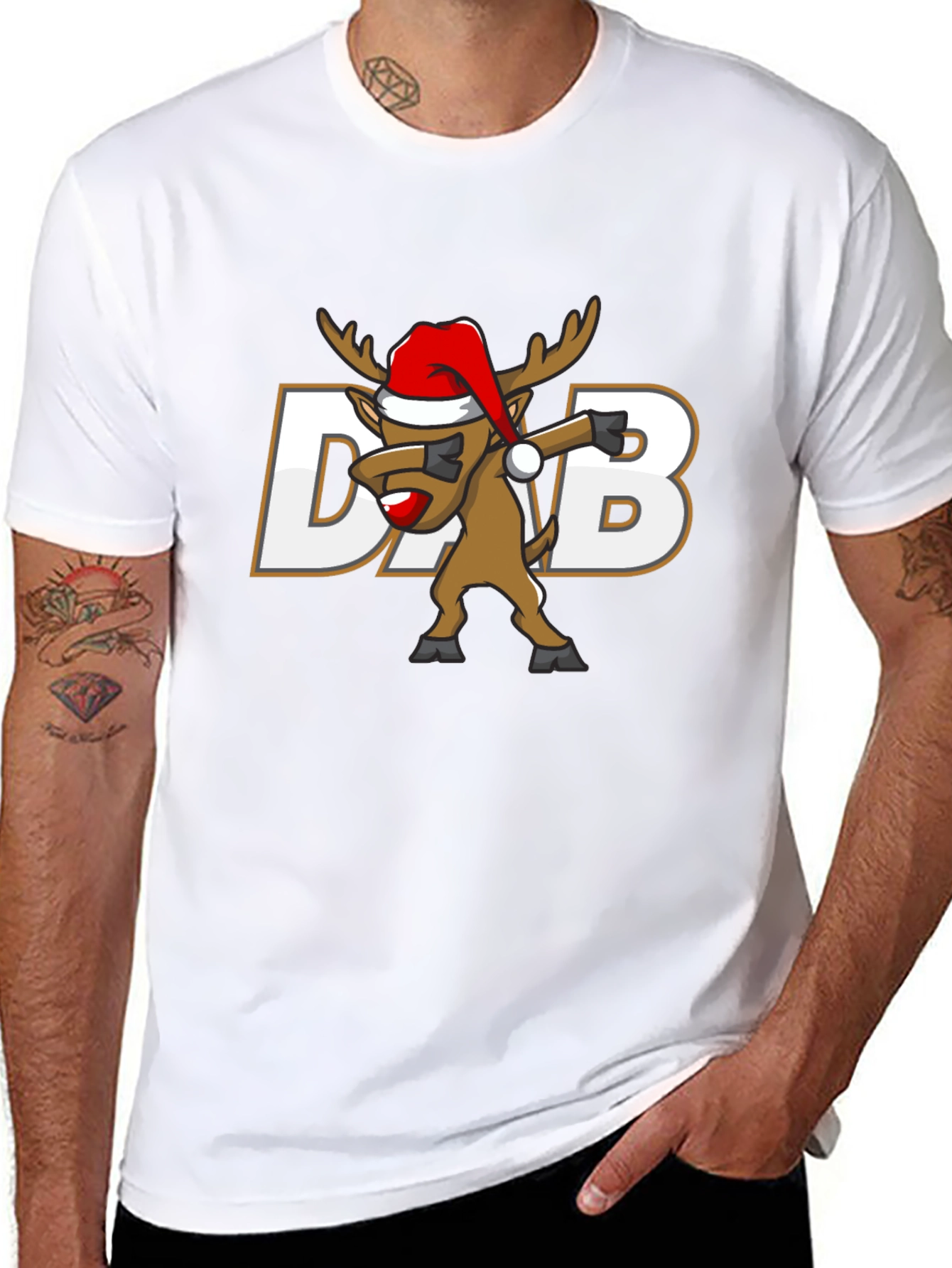 Dabbing Reindeer Christmas T-Shirt - Black