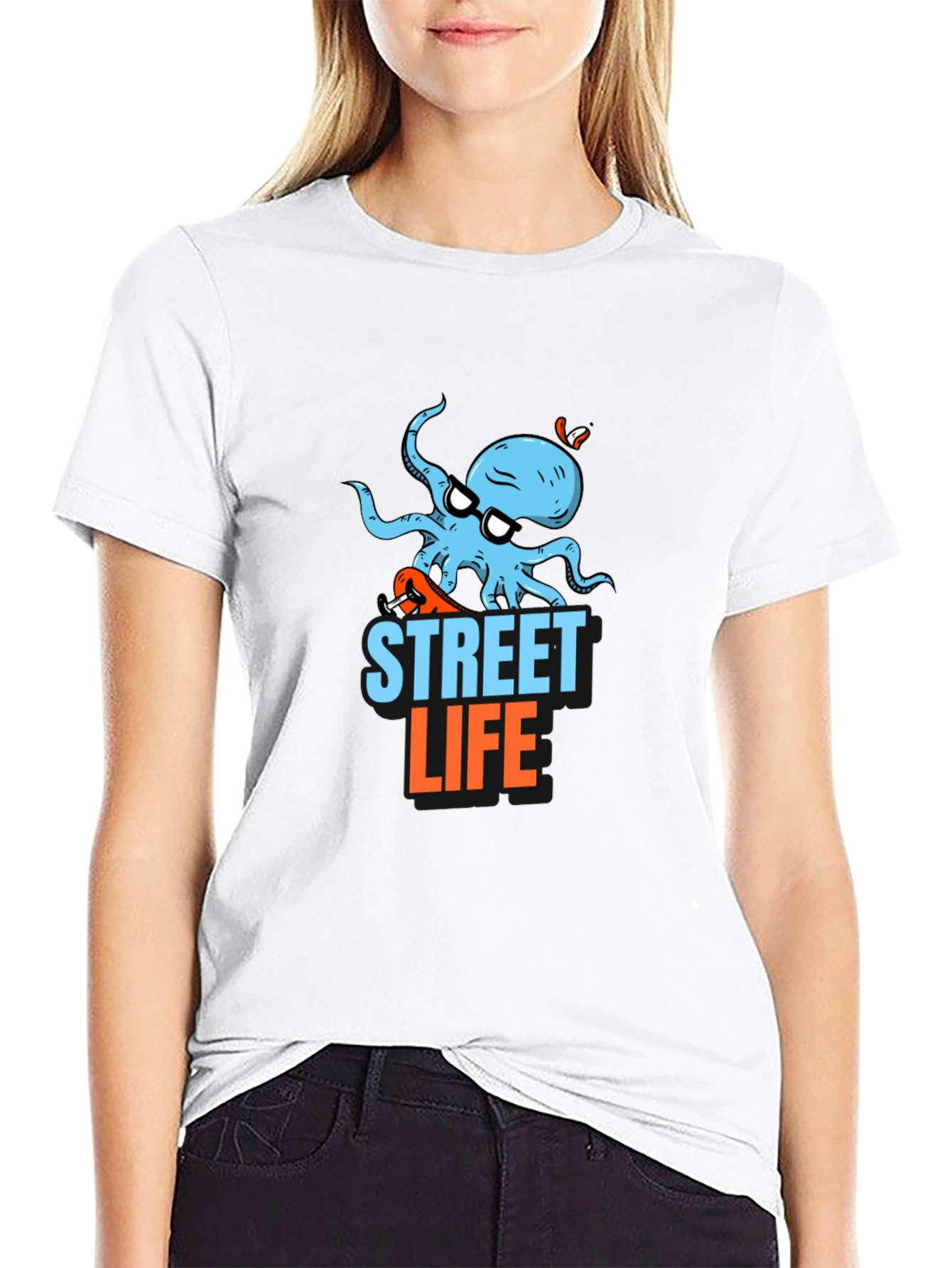 Street Life Octopus Graphic Black T-Shirt