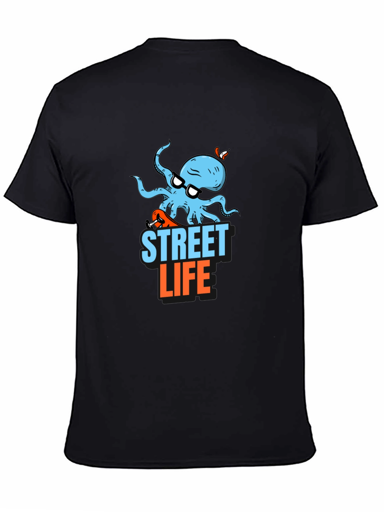 Street Life Octopus Graphic Black T-Shirt
