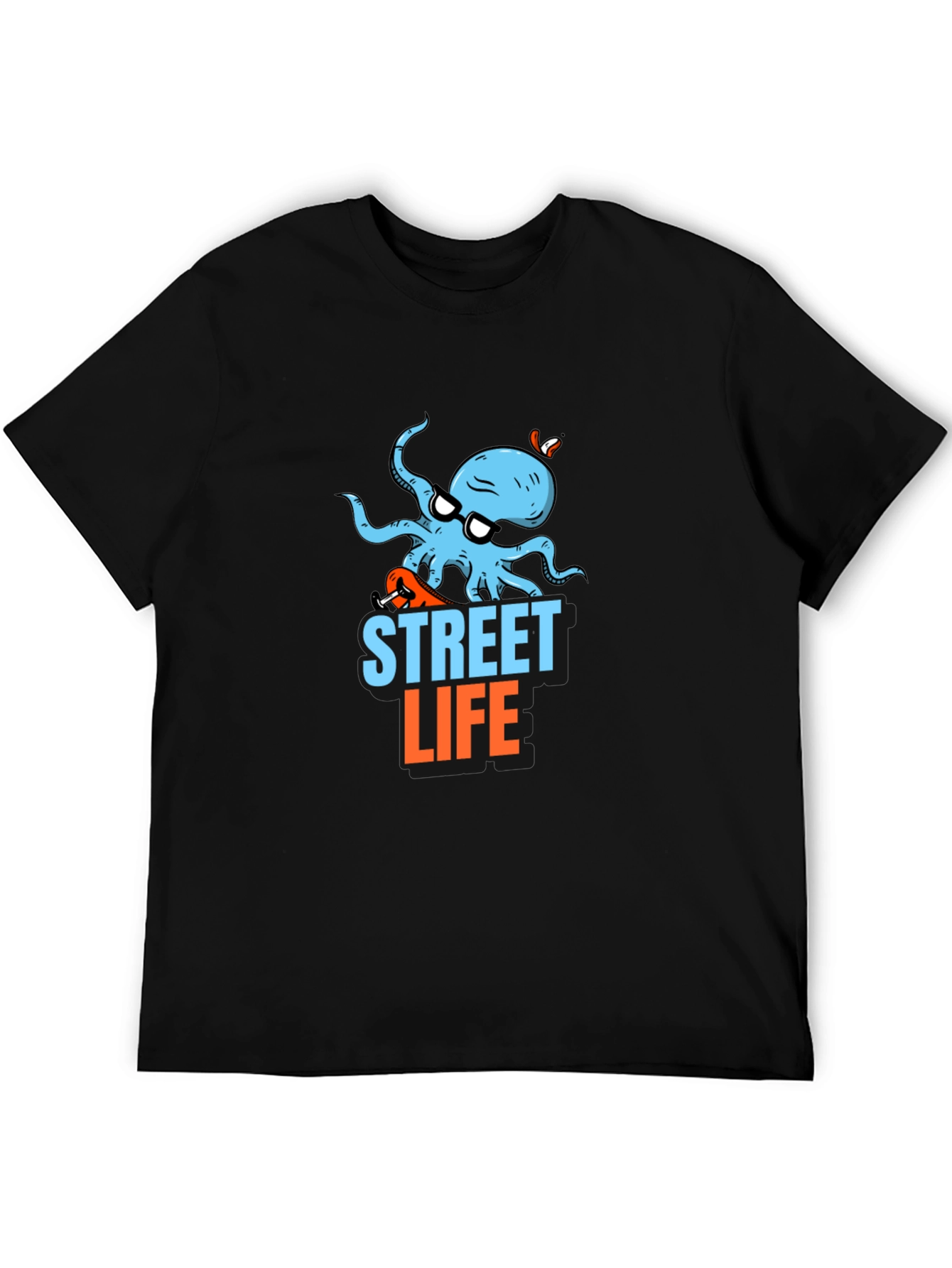 Street Life Octopus Graphic Black T-Shirt