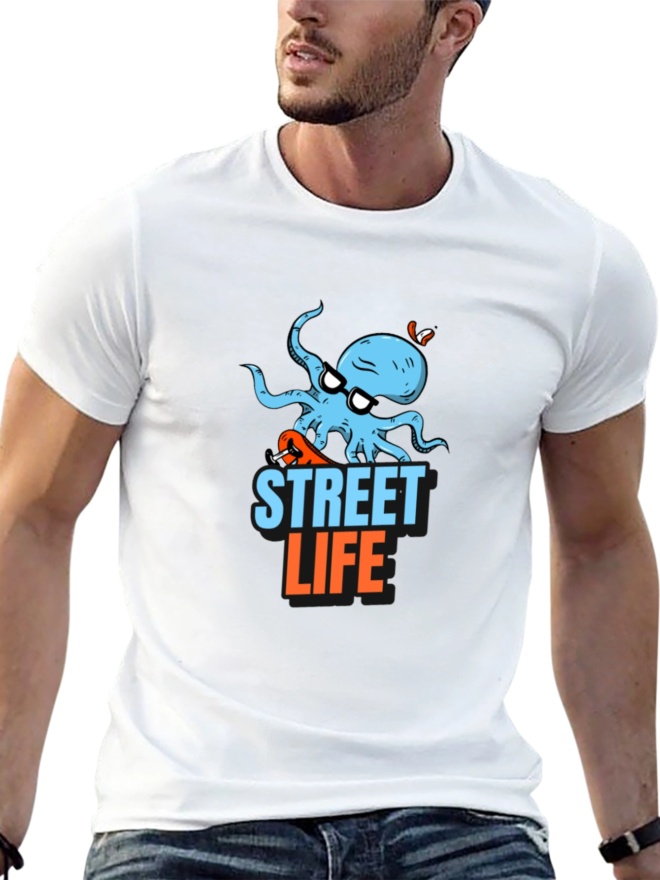 Street Life Octopus Graphic Black T-Shirt