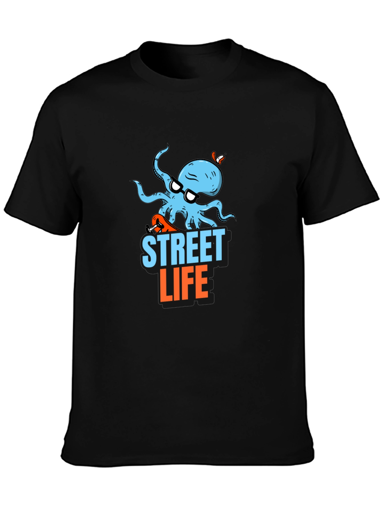 Street Life Octopus Graphic Black T-Shirt