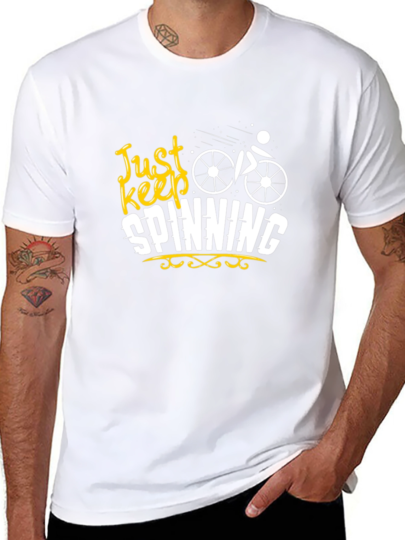 Just Keep Spinning Graphic Black T-Shirt