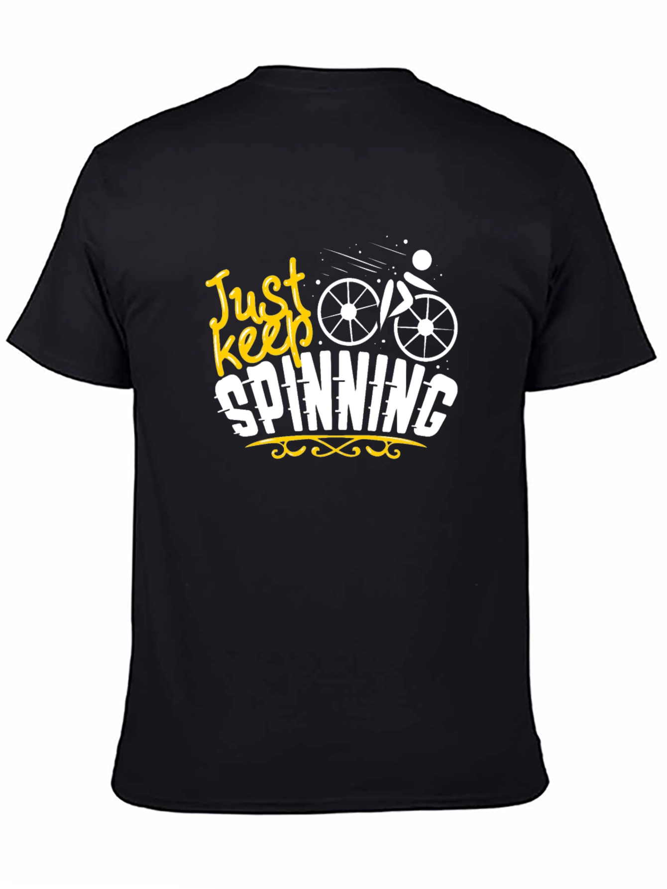 Just Keep Spinning Graphic Black T-Shirt