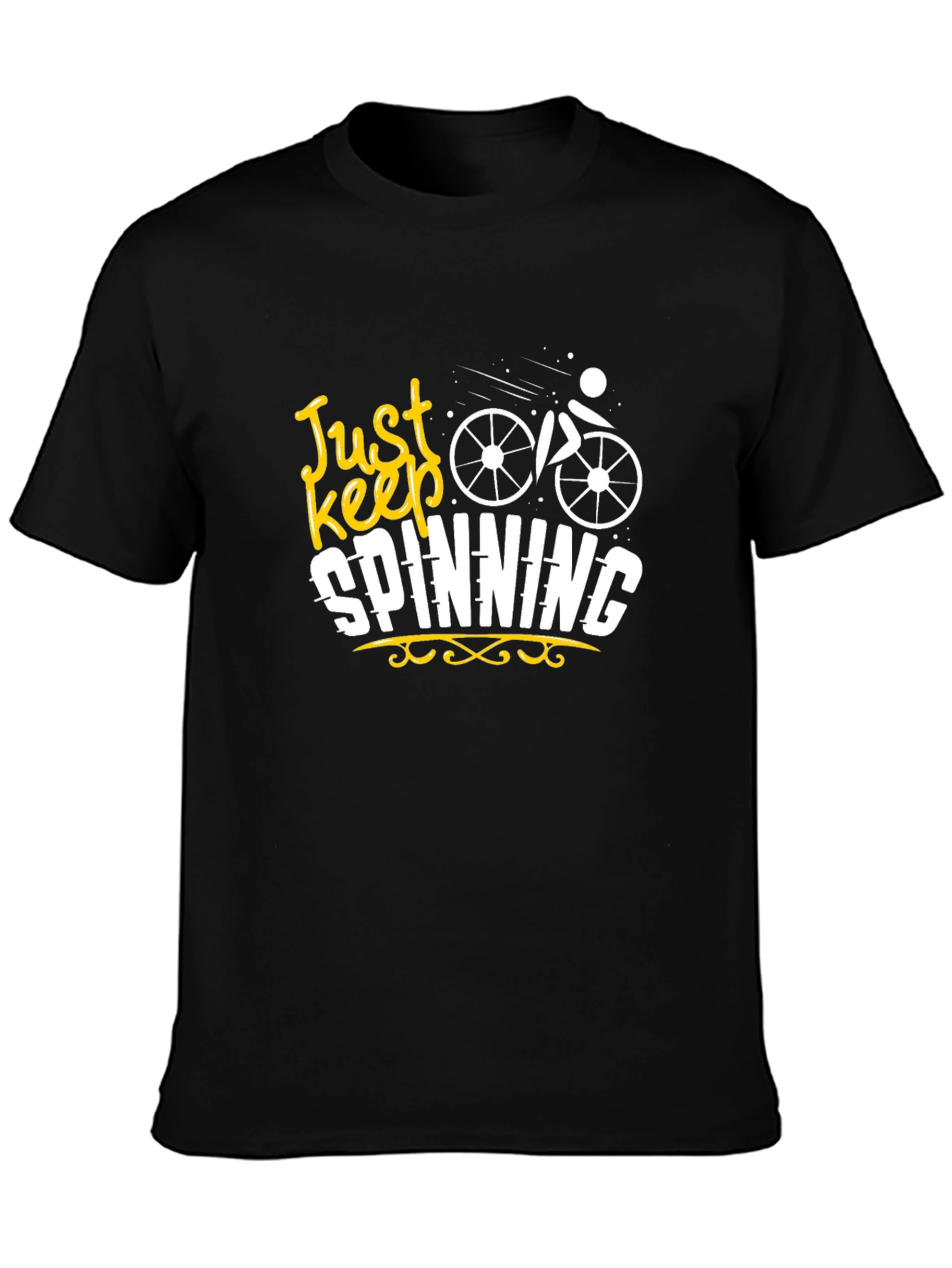 Just Keep Spinning Graphic Black T-Shirt