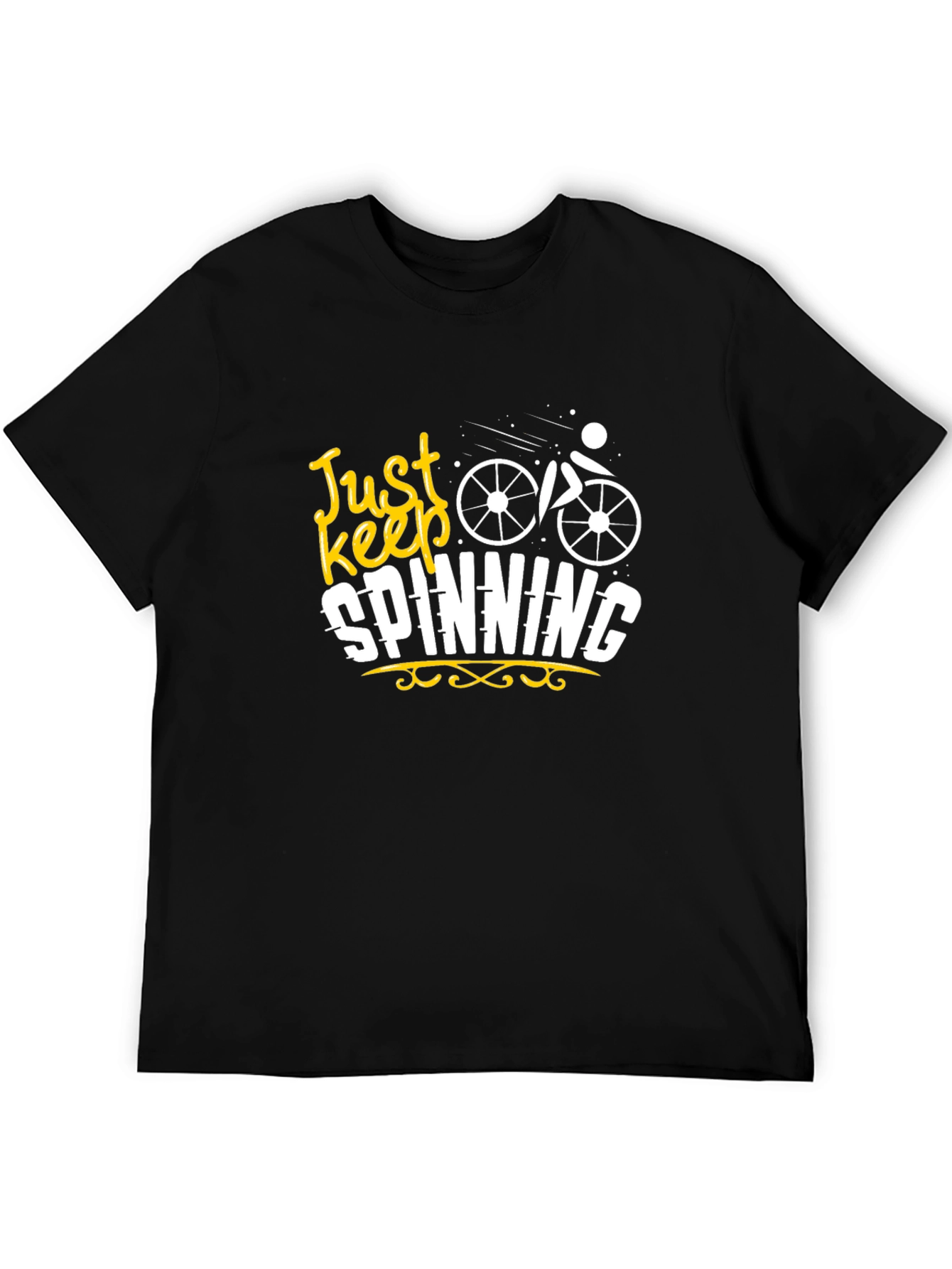 Just Keep Spinning Graphic Black T-Shirt