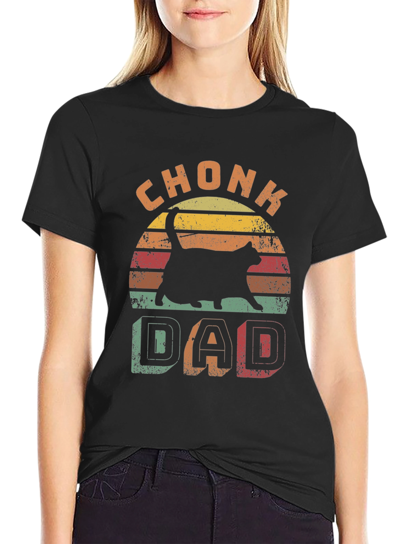 Chonk Dad Retro Graphic Tee - Cat Lover T-Shirt