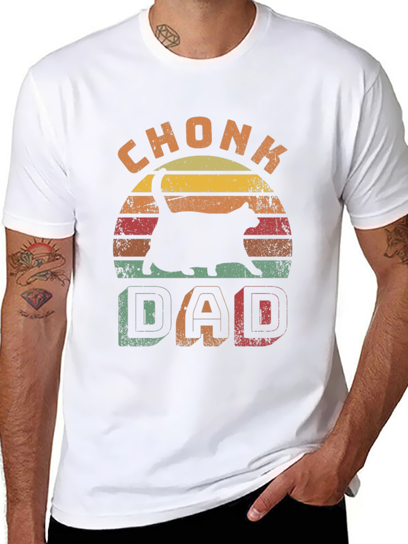 Chonk Dad Retro Graphic Tee - Cat Lover T-Shirt