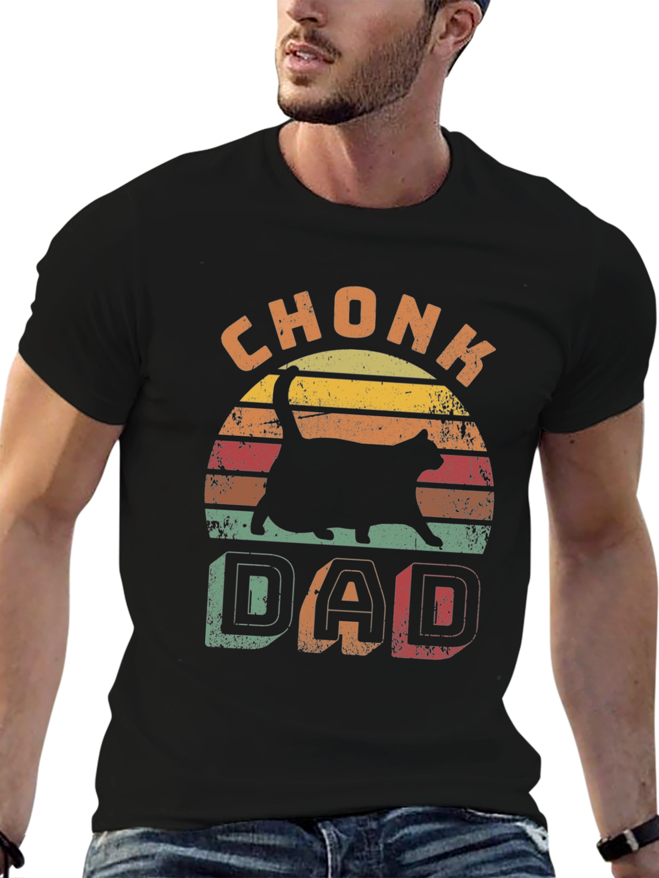 Chonk Dad Retro Graphic Tee - Cat Lover T-Shirt
