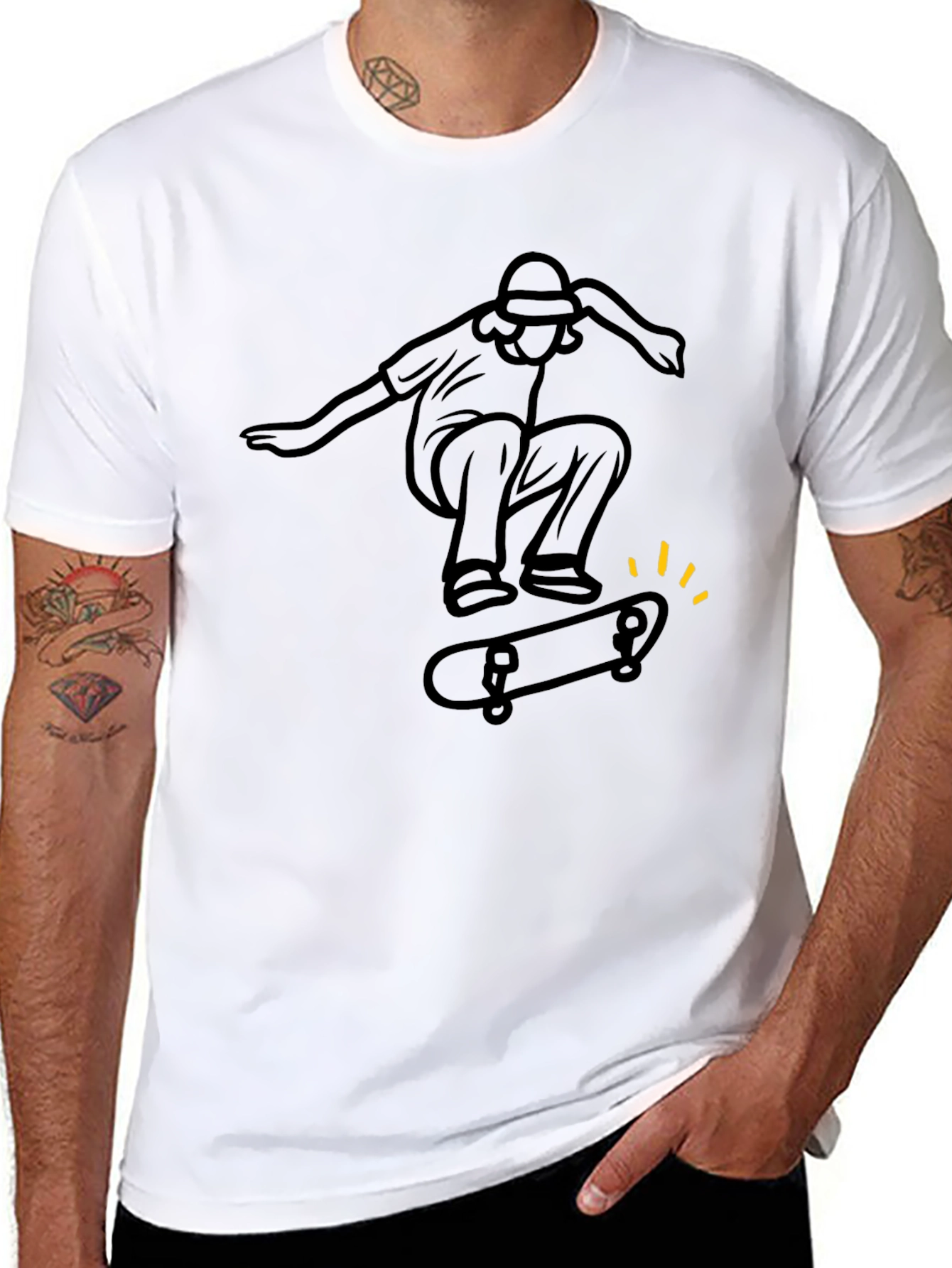 Black Skater Graphic T-Shirt - Cool Casual Tee