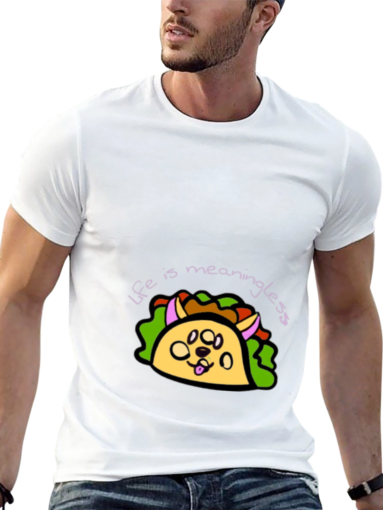 Dog Taco Black T-Shirt - Life is Meaningless