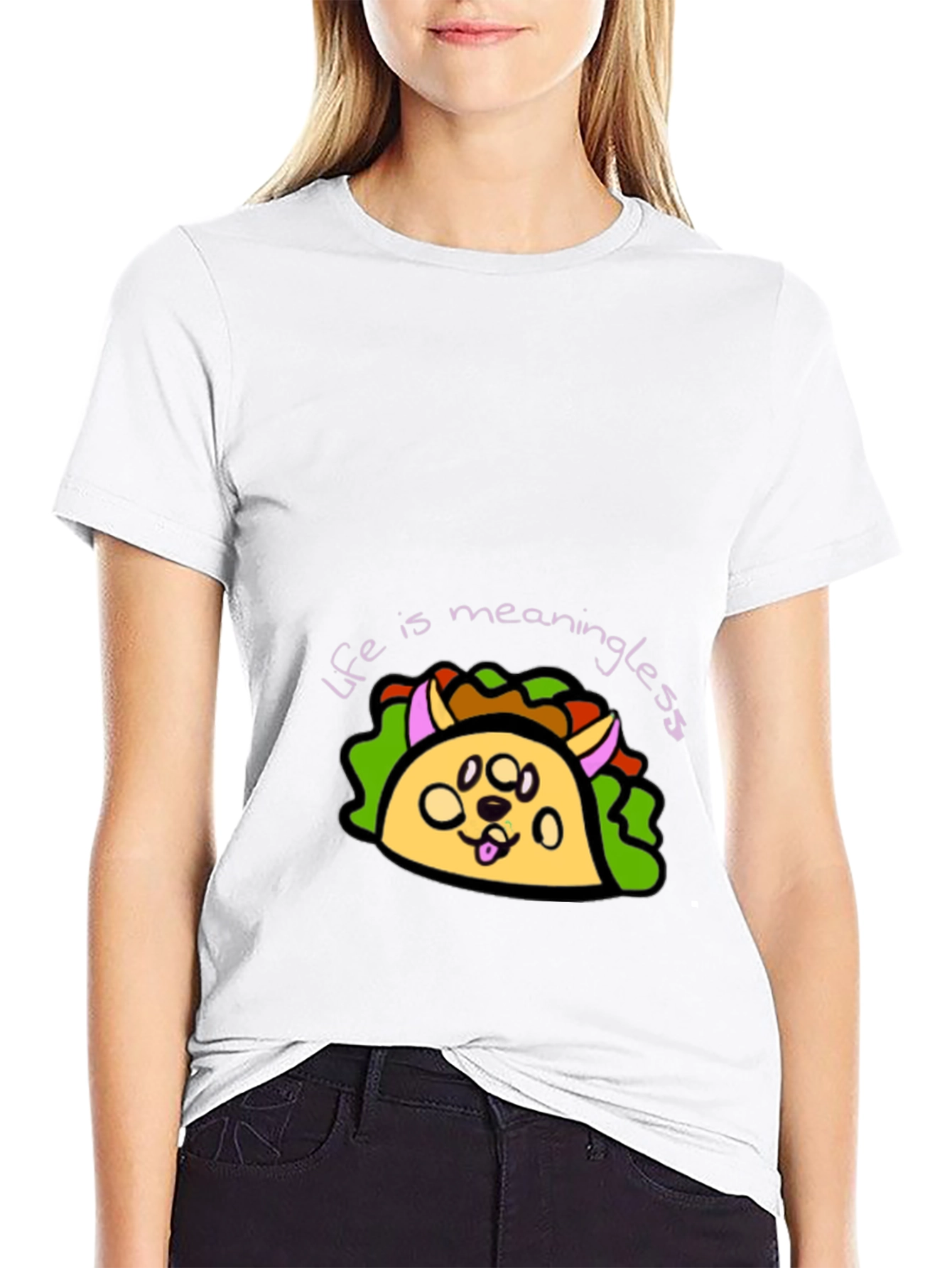 Dog Taco Black T-Shirt - Life is Meaningless