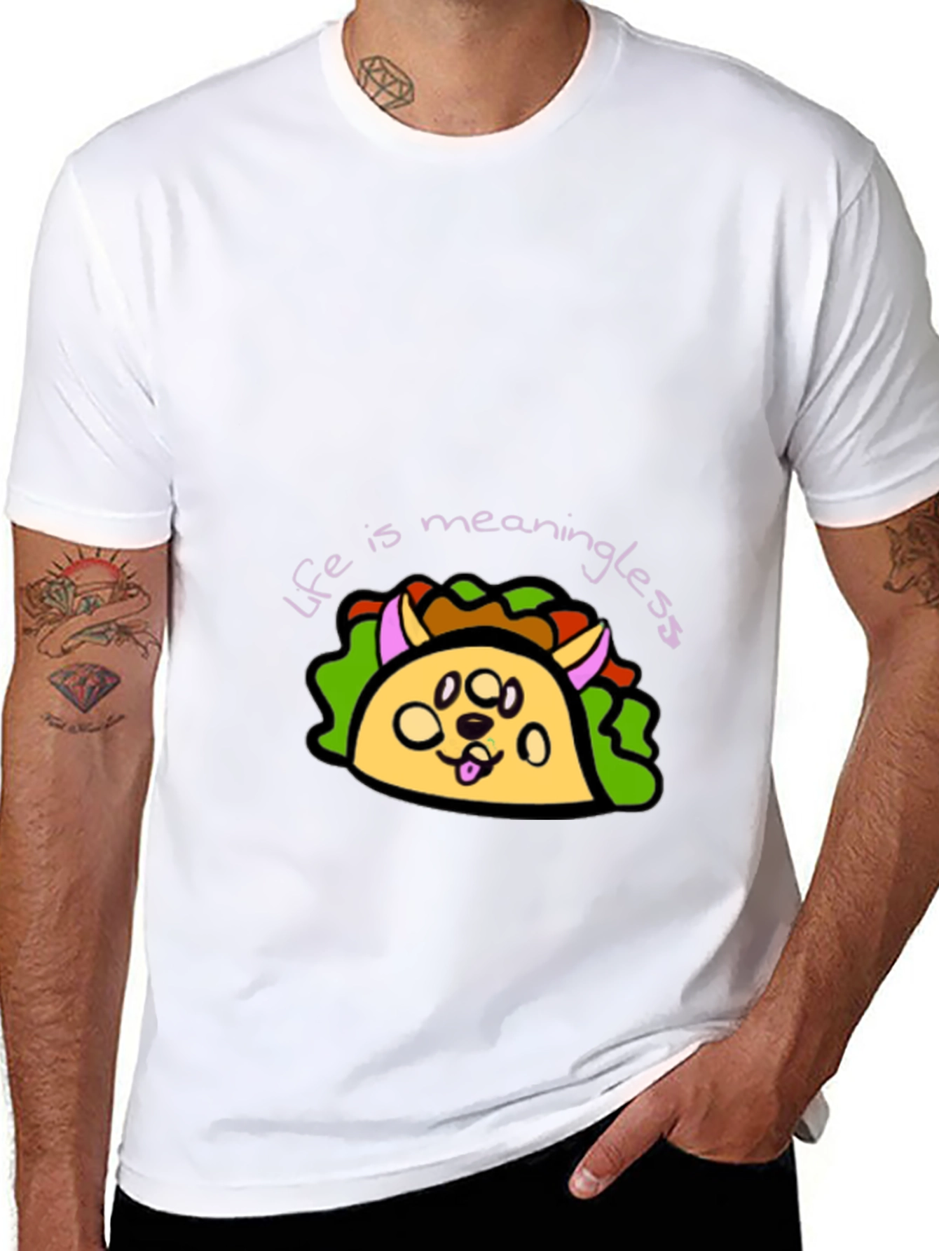 Dog Taco Black T-Shirt - Life is Meaningless