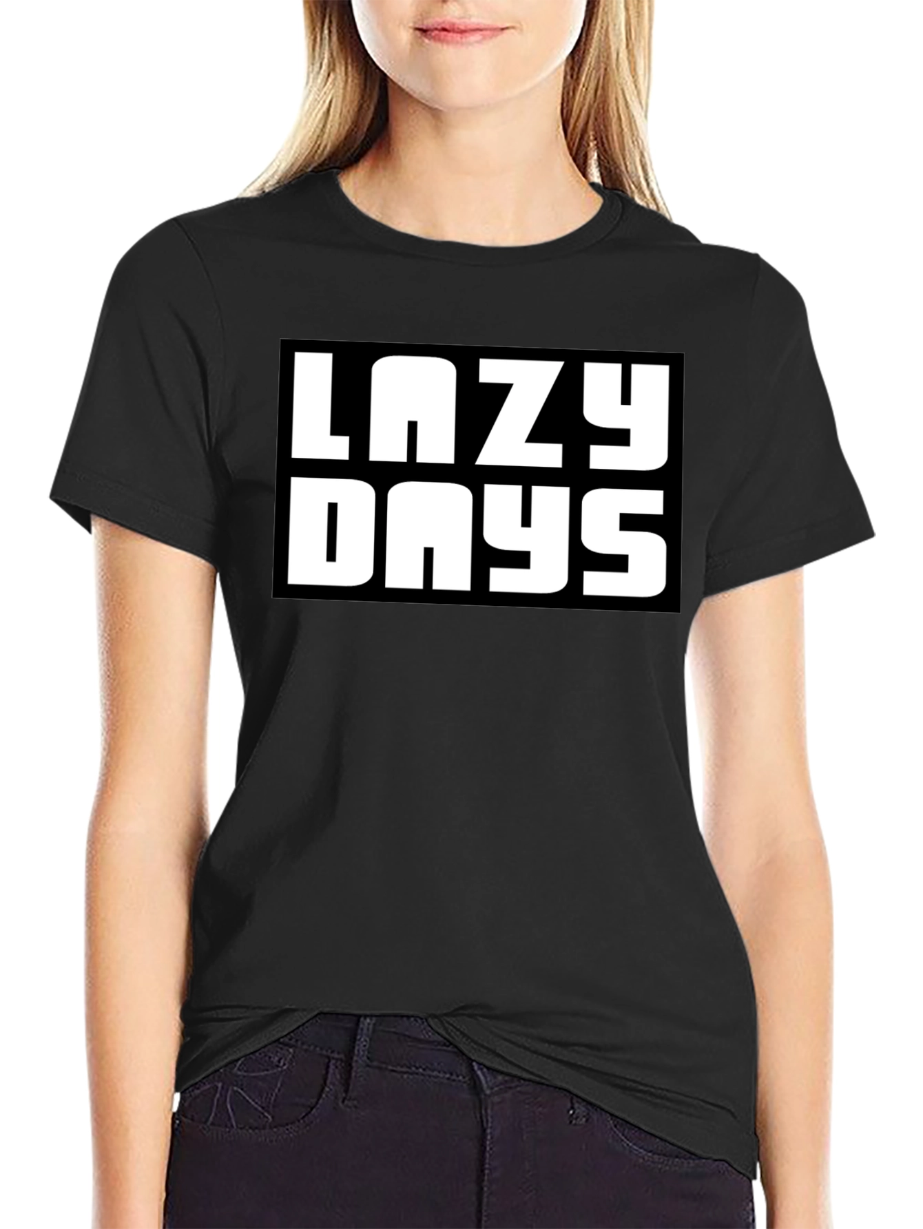 Lazy Days Black Graphic T-Shirt