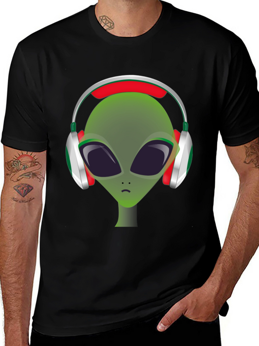 Alien DJ T-Shirt - Green Headphone Graphic Tee
