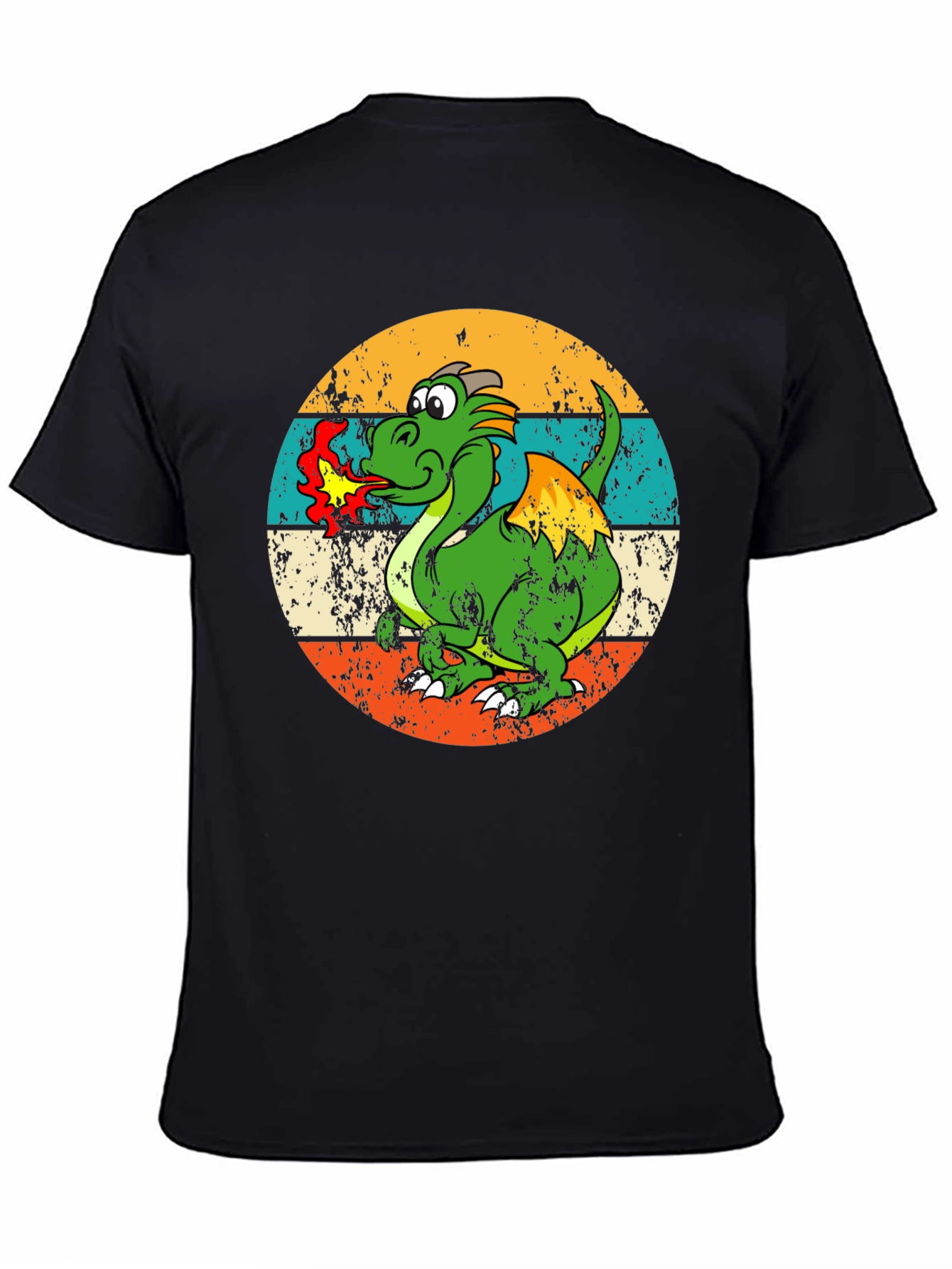 Retro Dragon Graphic Tee - Mens Black T-Shirt