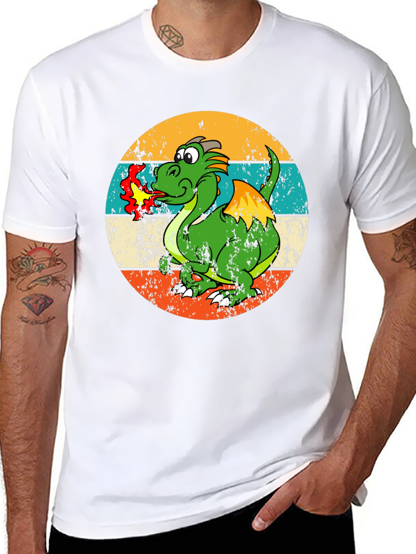 Retro Dragon Graphic Tee - Mens Black T-Shirt