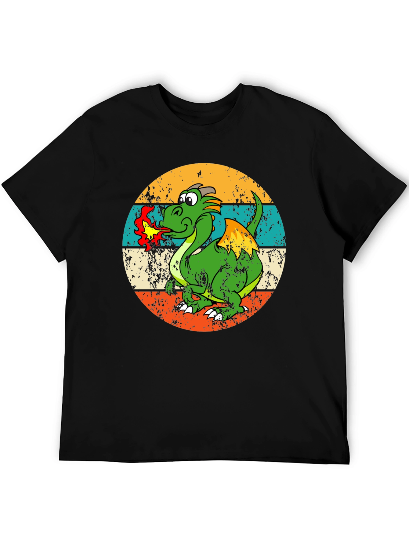 Retro Dragon Graphic Tee - Mens Black T-Shirt