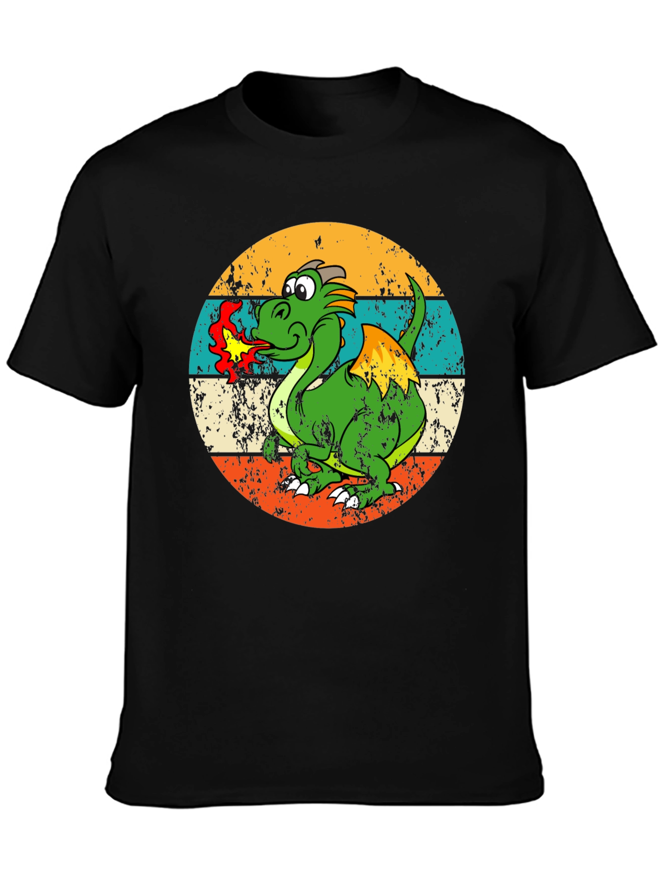 Retro Dragon Graphic Tee - Mens Black T-Shirt