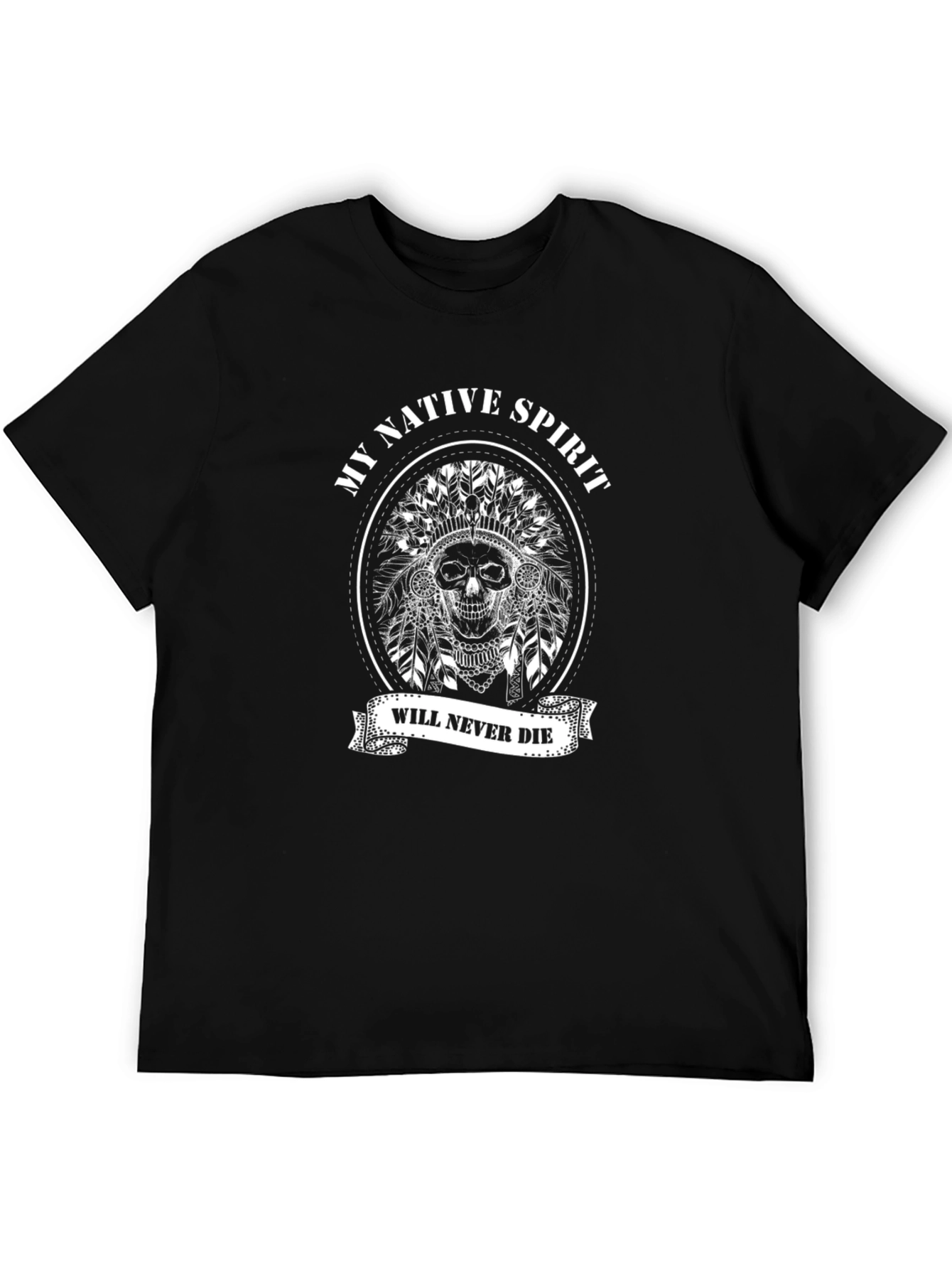 Native Spirit Skull T-Shirt - Never Die!