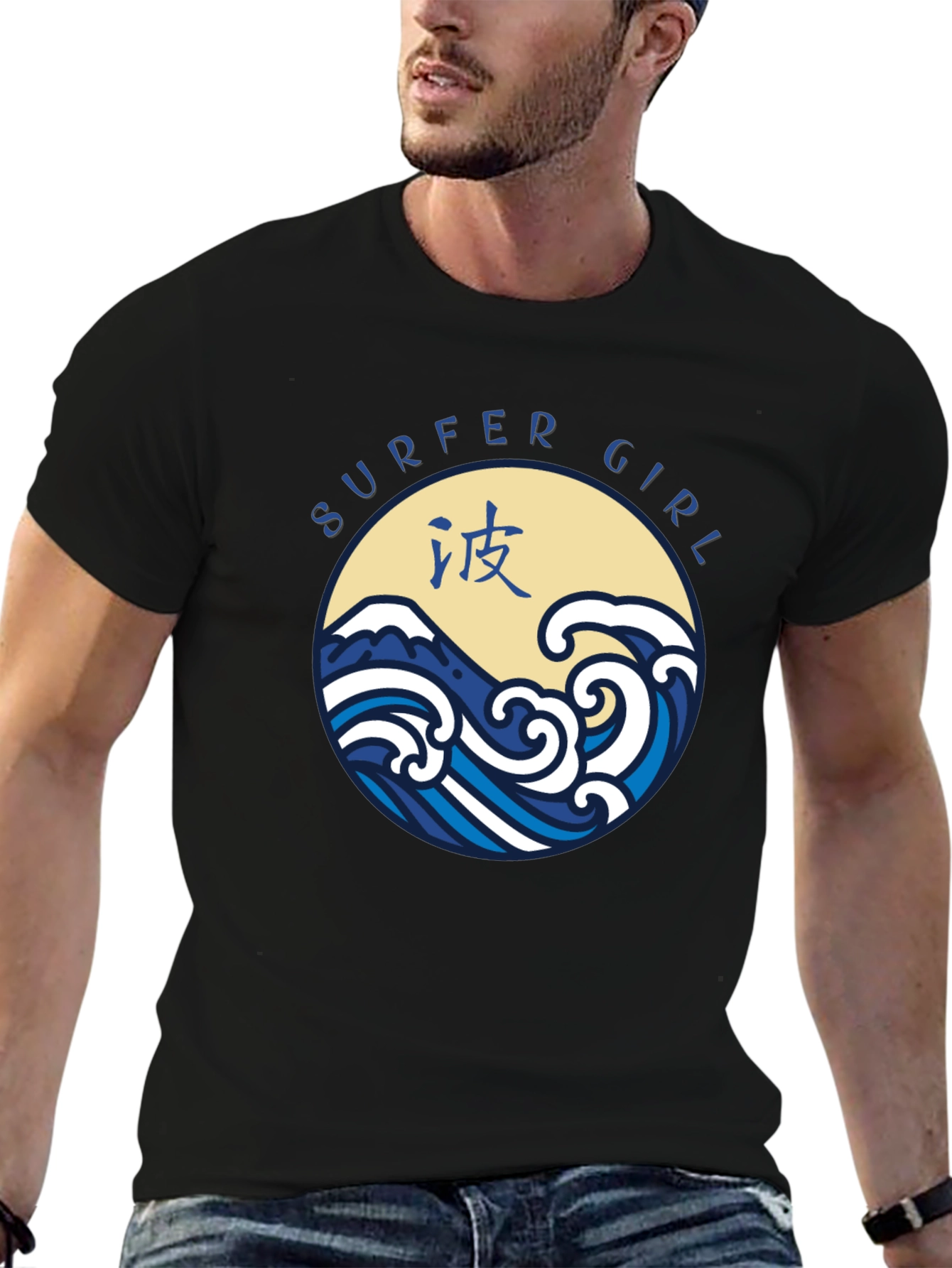 Surfer Girl Graphic Tee - Stylish Wave Design