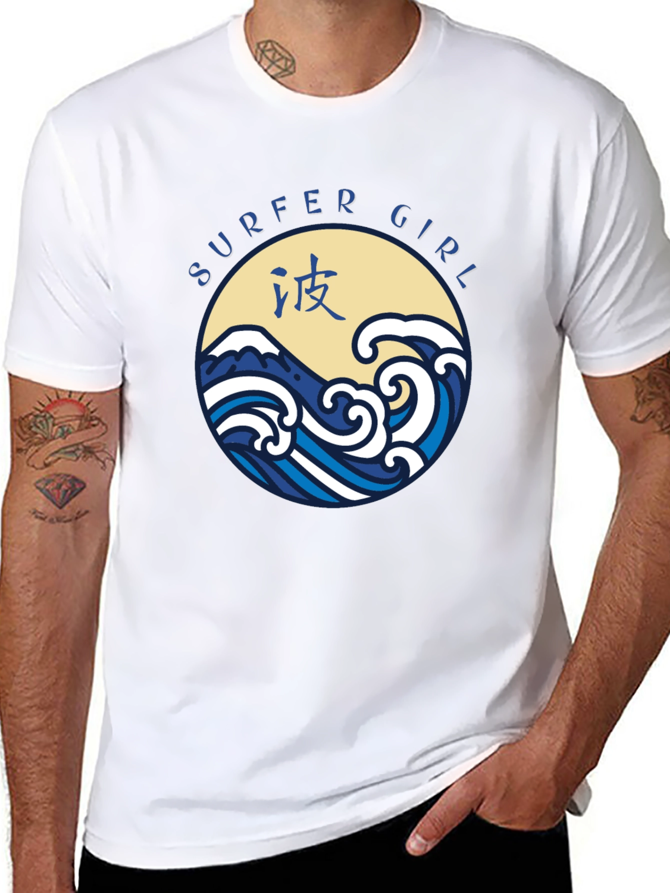 Surfer Girl Graphic Tee - Stylish Wave Design