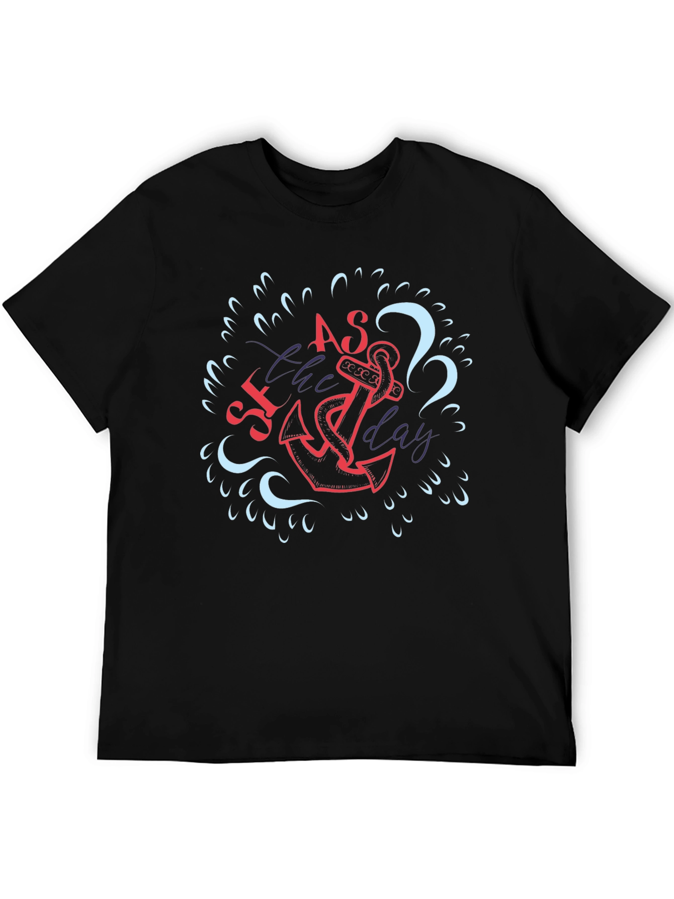 Seas the Day Anchor Graphic T-Shirt - Black
